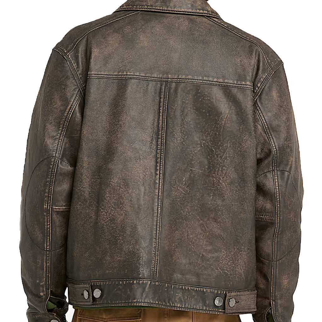Timberland Strafford Leather Bomber Jacket - Brown