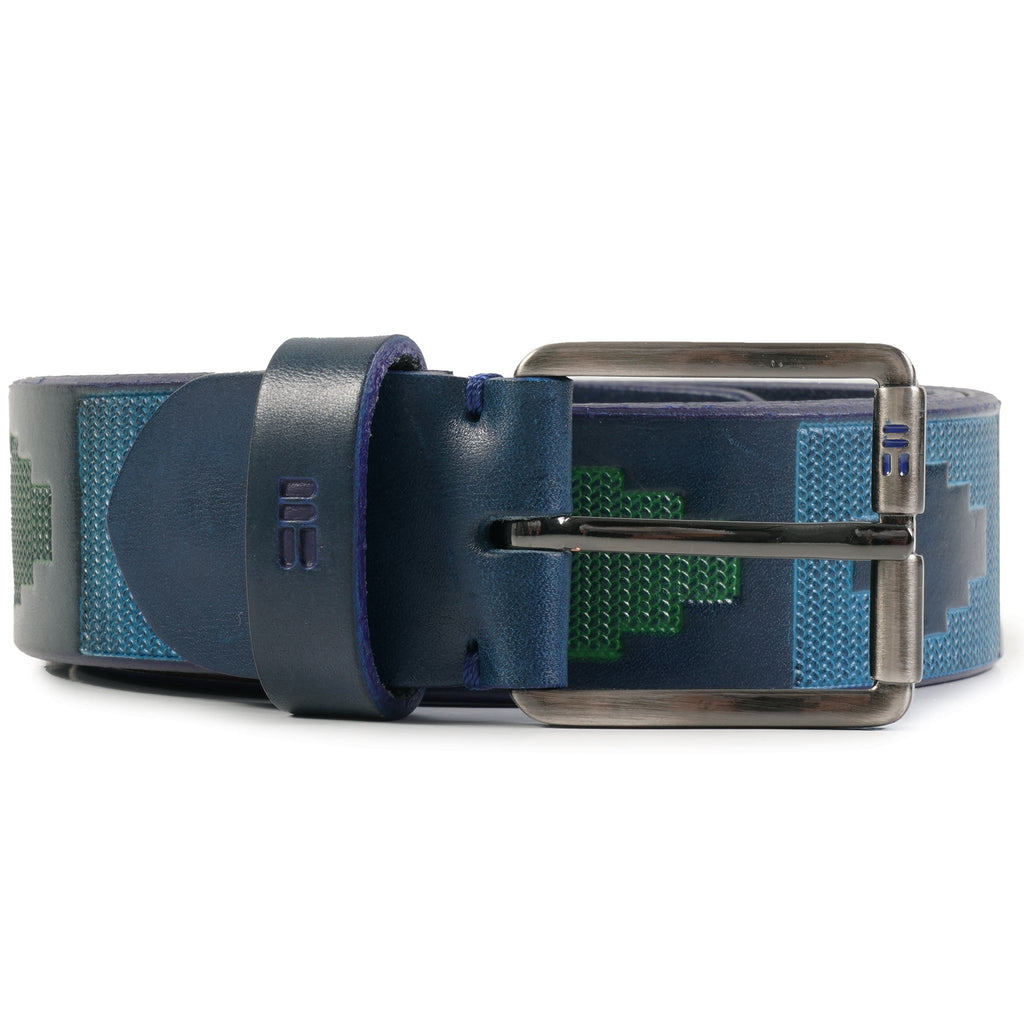 Leather Motif Belt - Blue