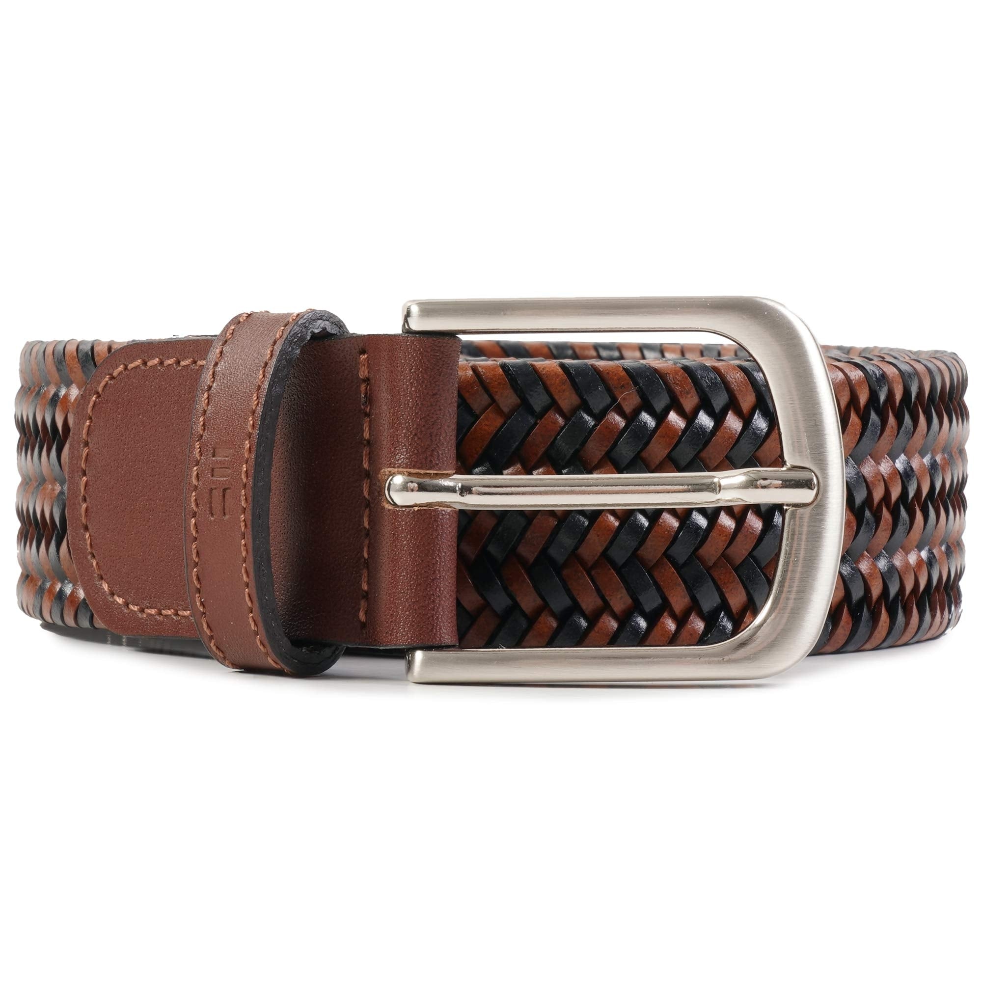 Leather Woven Belt - Black and Brown