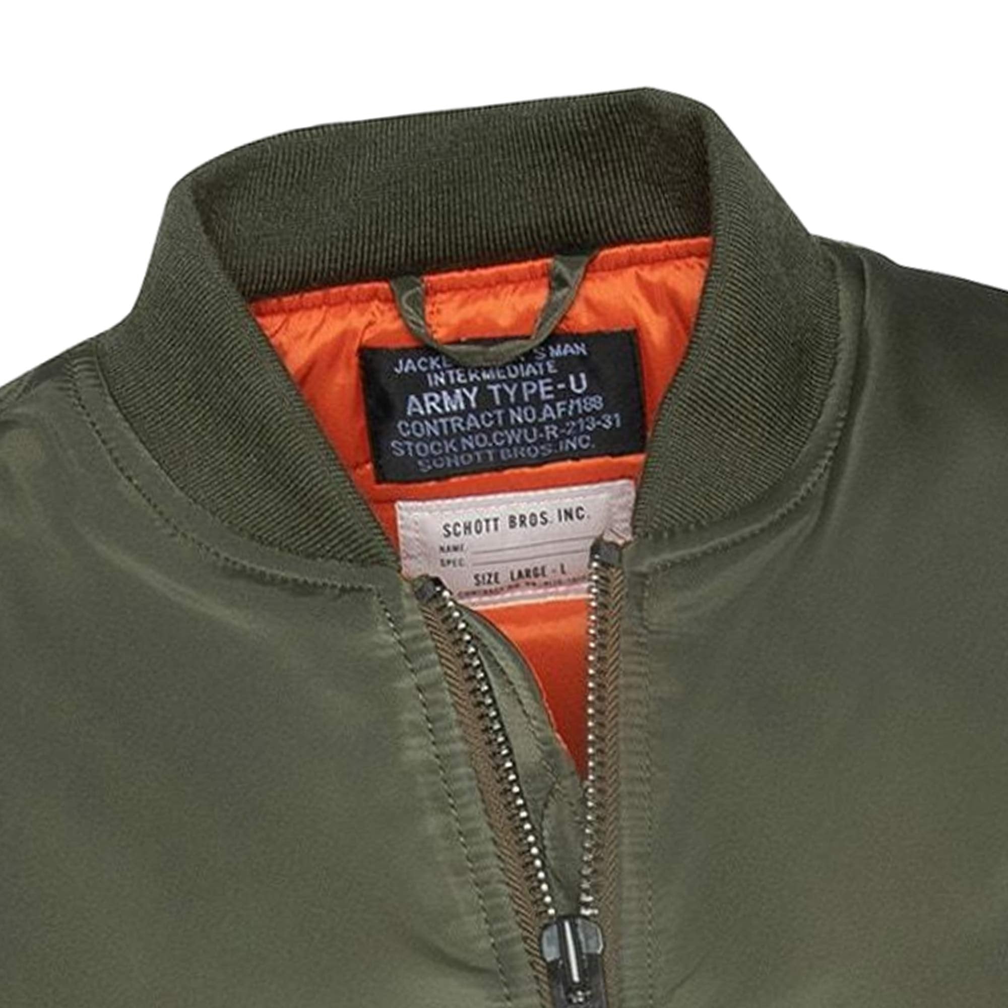 Schott NYC Recycled Nylon MA-1 90's Fit Bomber Jacket AIR90RS-KHK