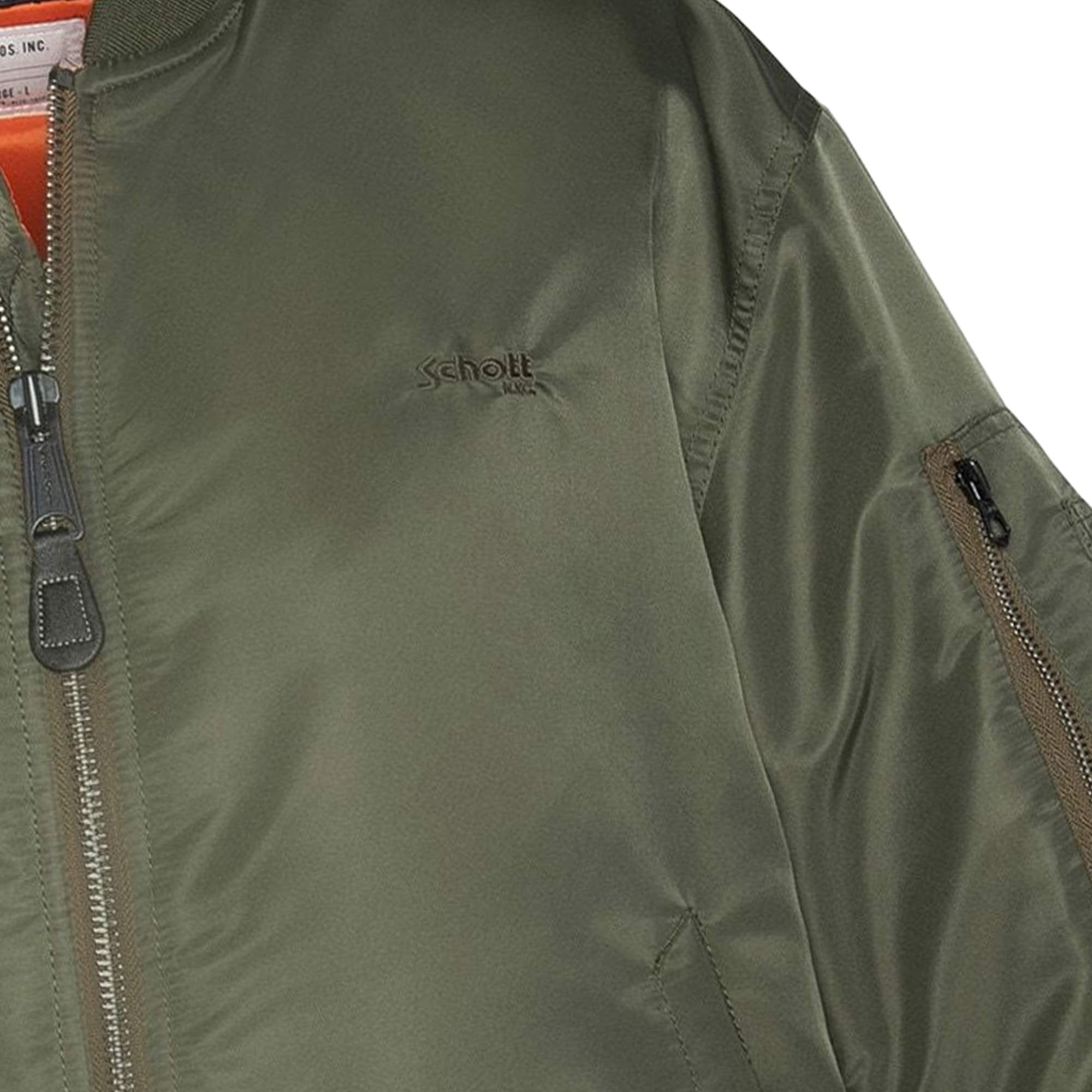 Schott NYC Recycled Nylon MA-1 90's Fit Bomber Jacket AIR90RS-KHK