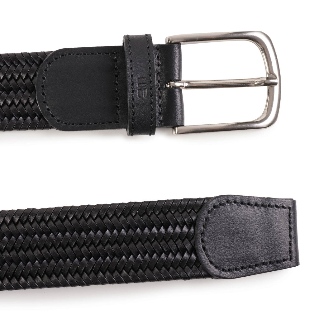 Leather Woven Belt - Black