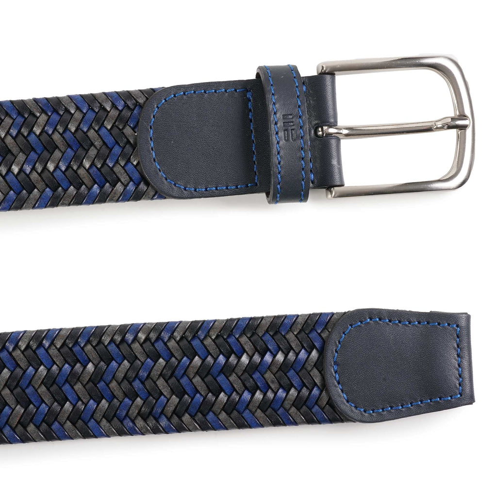 Leather Woven Belt - Black and Blue