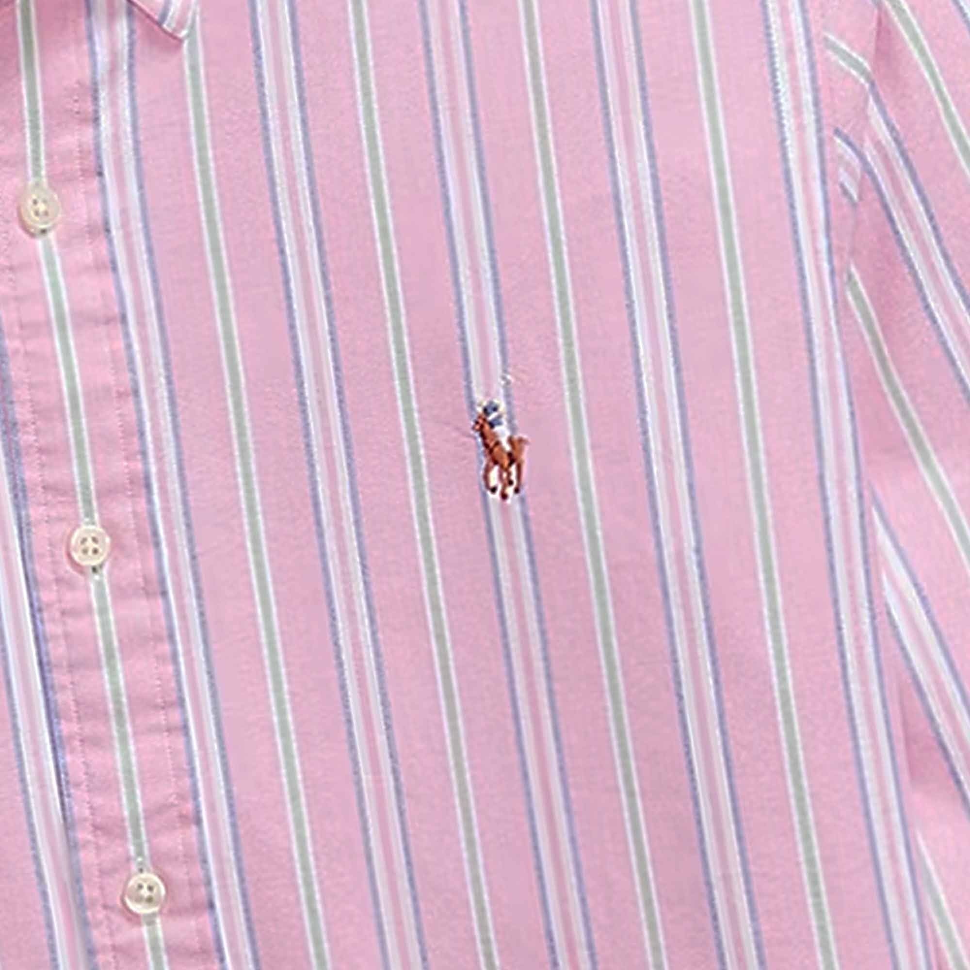 Polo Ralph Lauren Custom Fit Striped Oxford Shirt - Pink – Stuarts