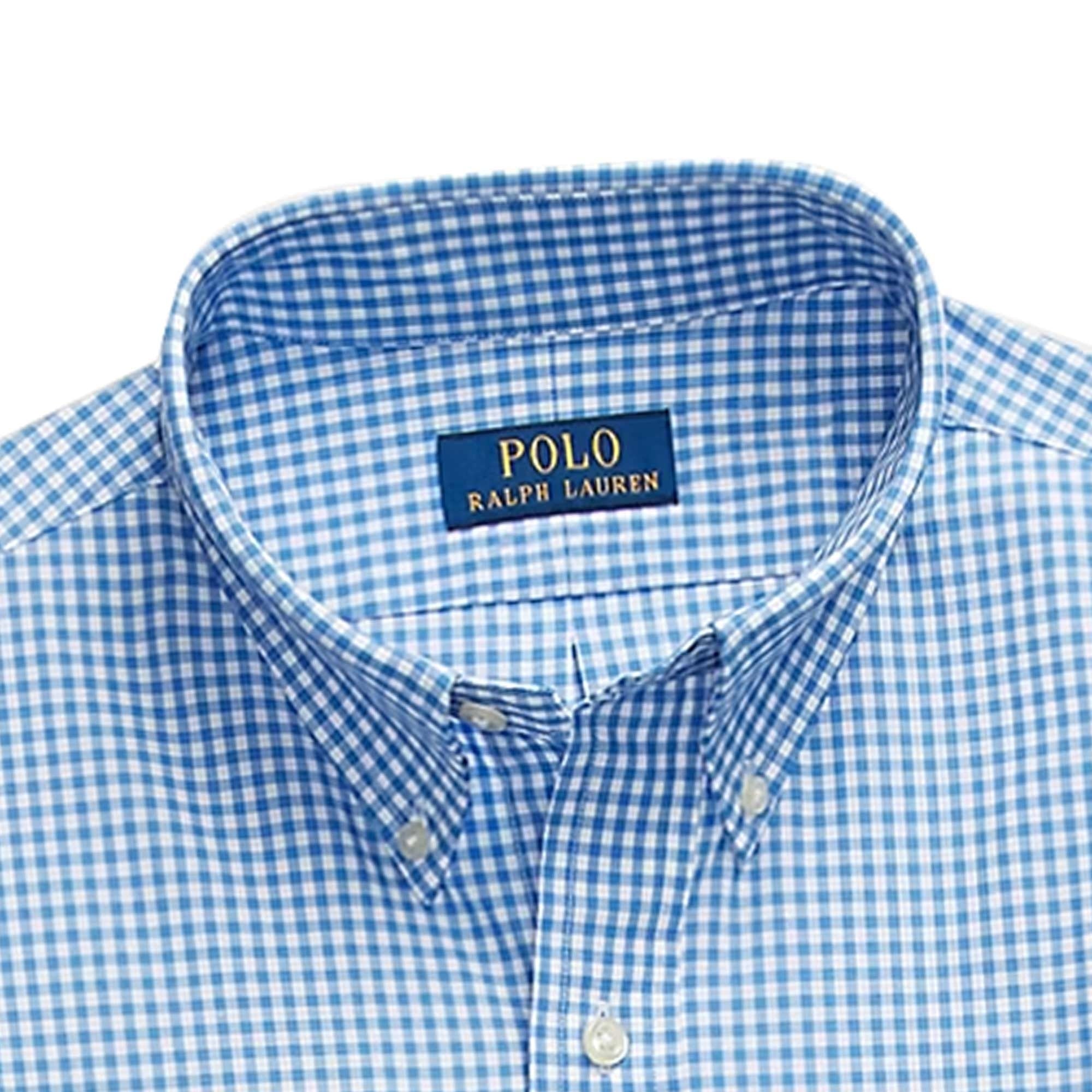 Custom Fit Stretch Poplin Shirt - Blue and White