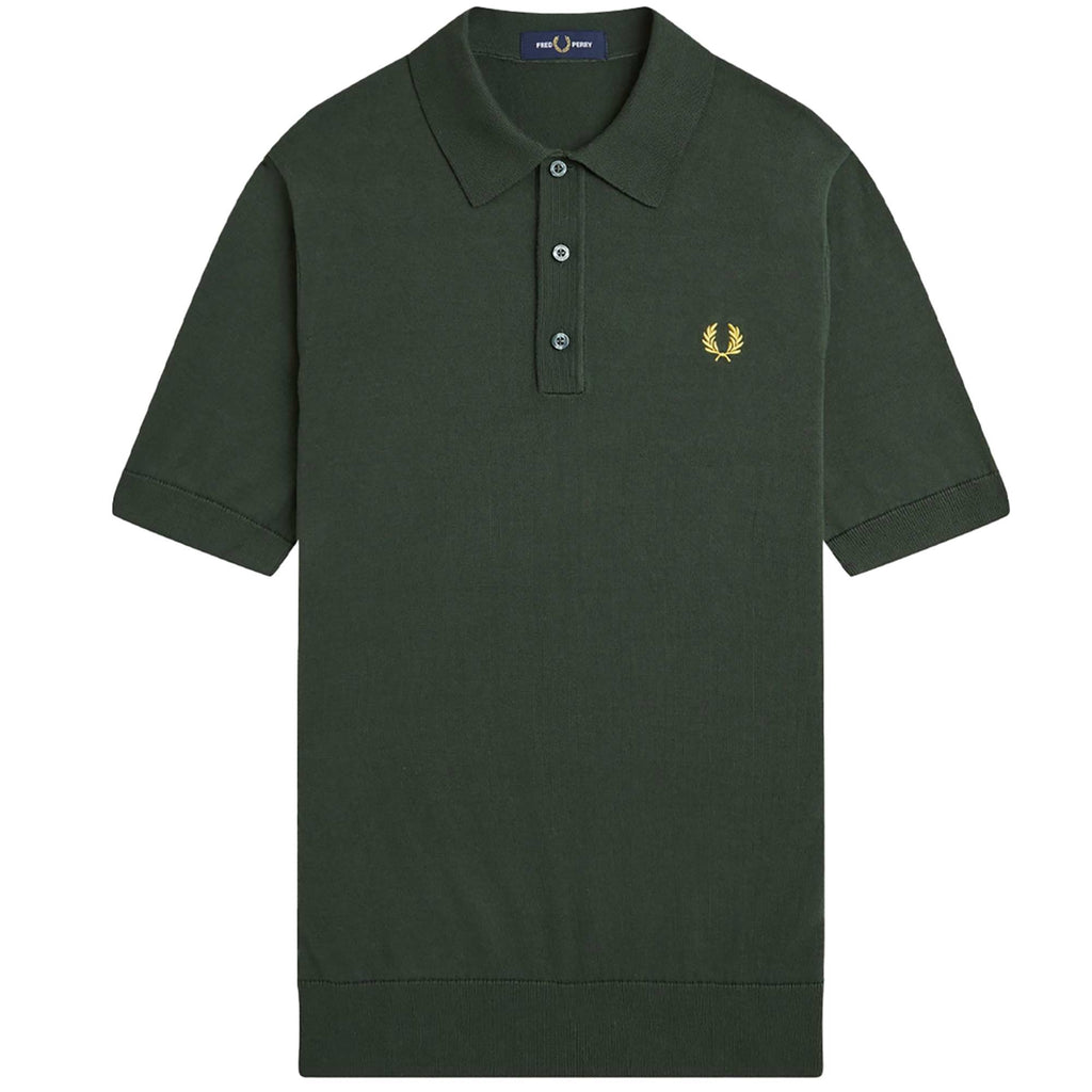 Fred Perry Cotton Knitted Shirt - Court Green