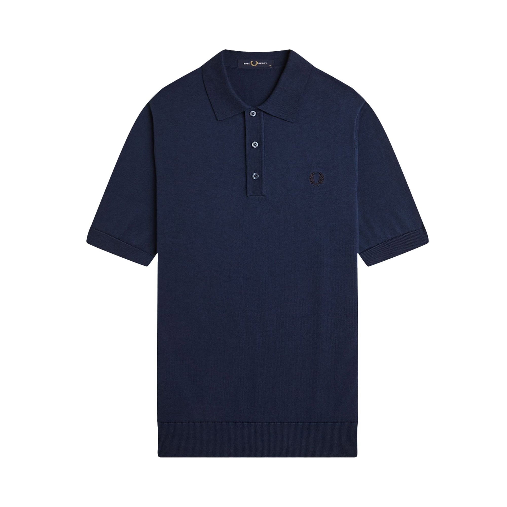 Fred Perry Knitted Cotton Shirt - Tennis Blue