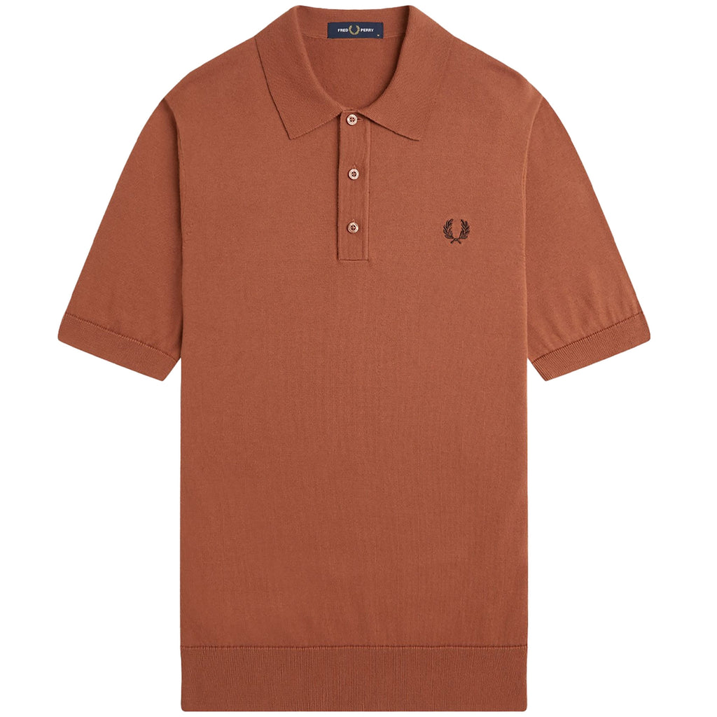 Fred Perry Knitted Cotton Shirt - Cinnamon