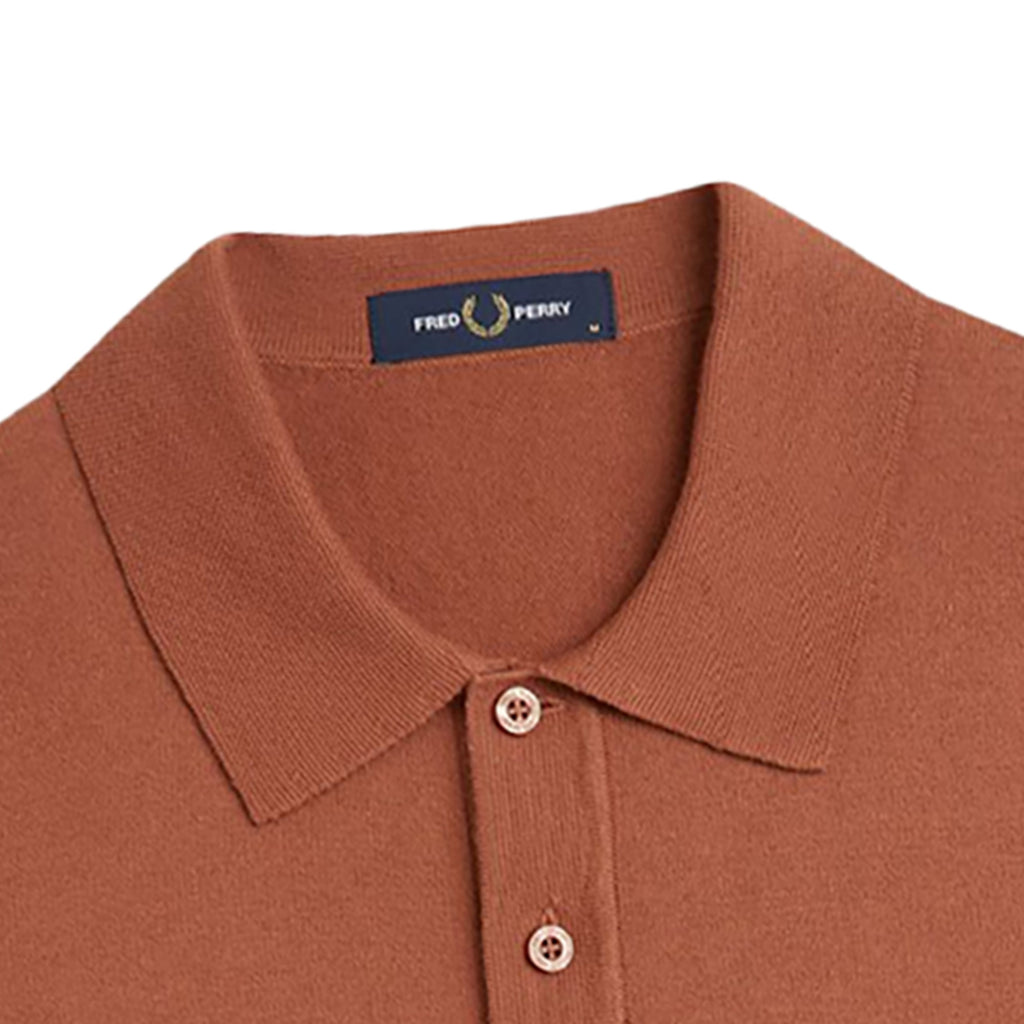 Fred Perry Knitted Cotton Shirt - Cinnamon