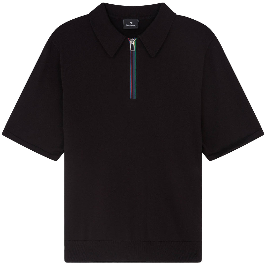 Paul Smith Zip Cotton Polo Shirt - Dark Navy