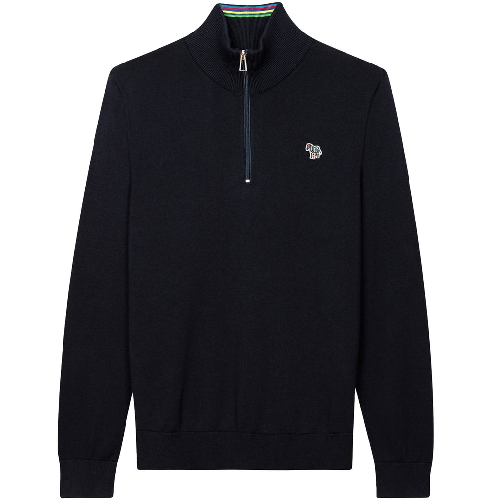 Paul Smith Half Zip Zebra Logo Sweater - Black