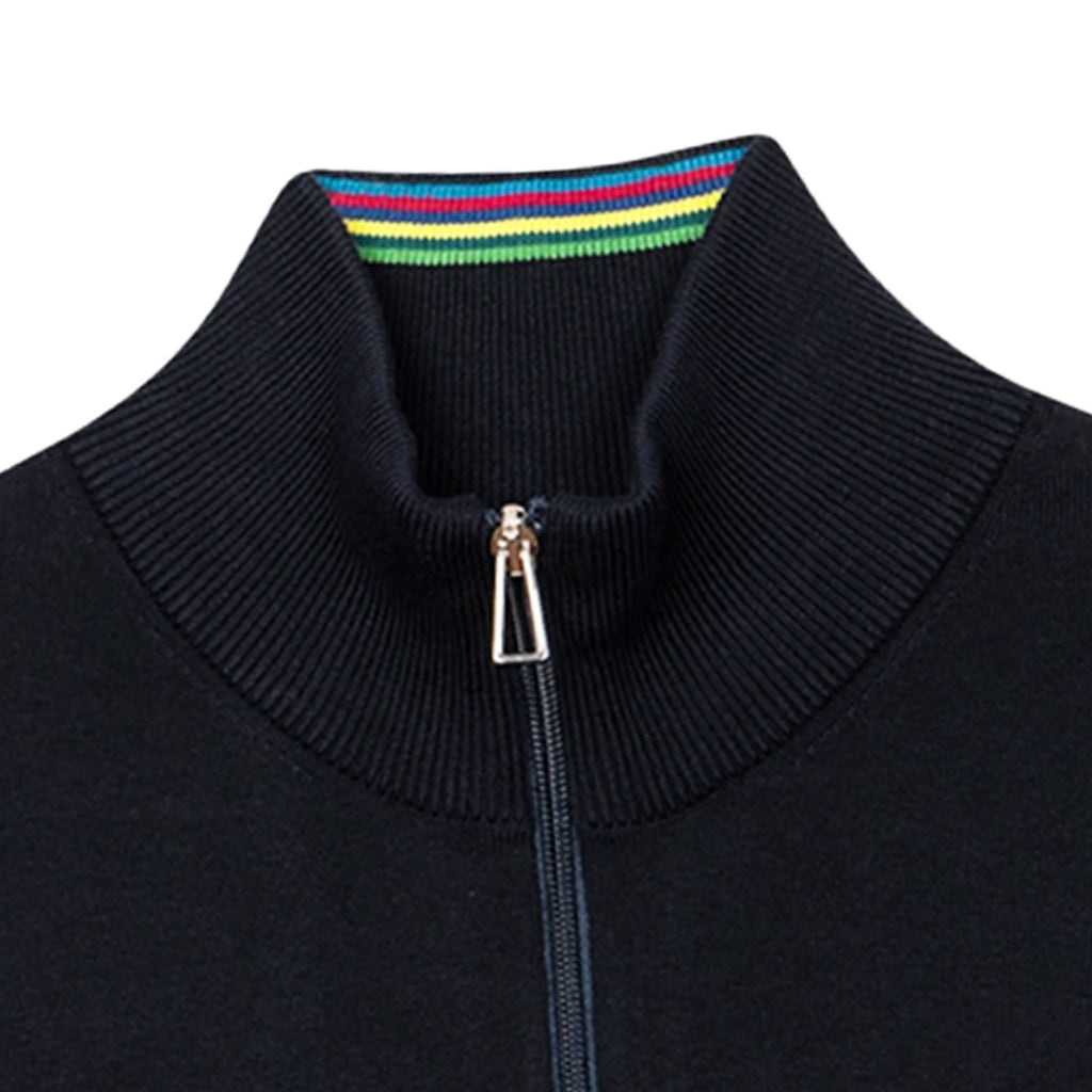 Paul Smith Half Zip Zebra Logo Sweater - Black