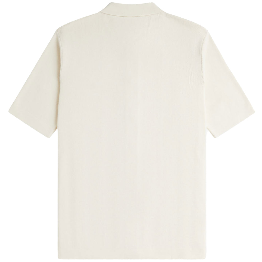 Fred Perry Short Sleeve Knitted Button Shirt - Ecru