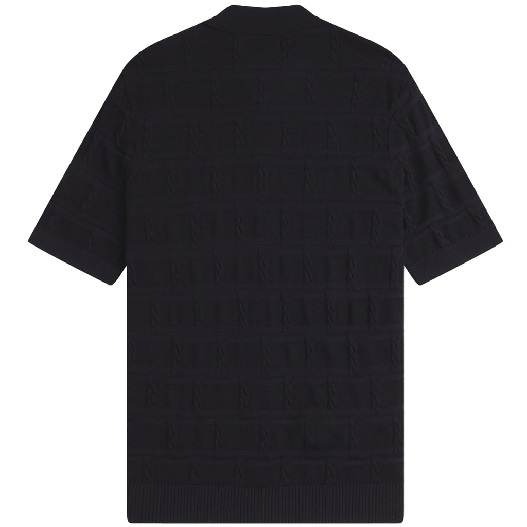 Fred Perry Cable Knitted Short Sleeve Shirt - Black