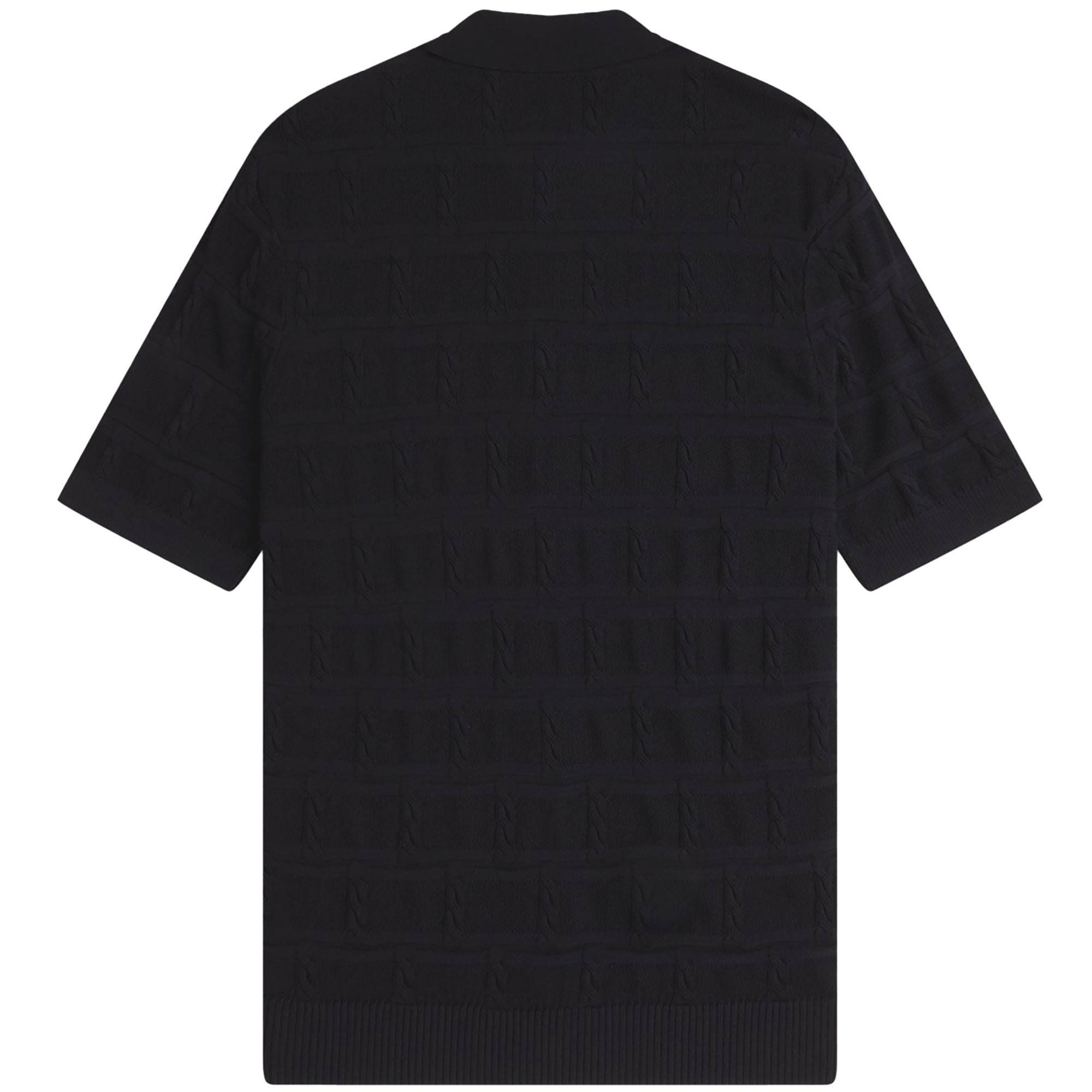 Fred Perry Cable Knitted Short Sleeve Shirt - Black
