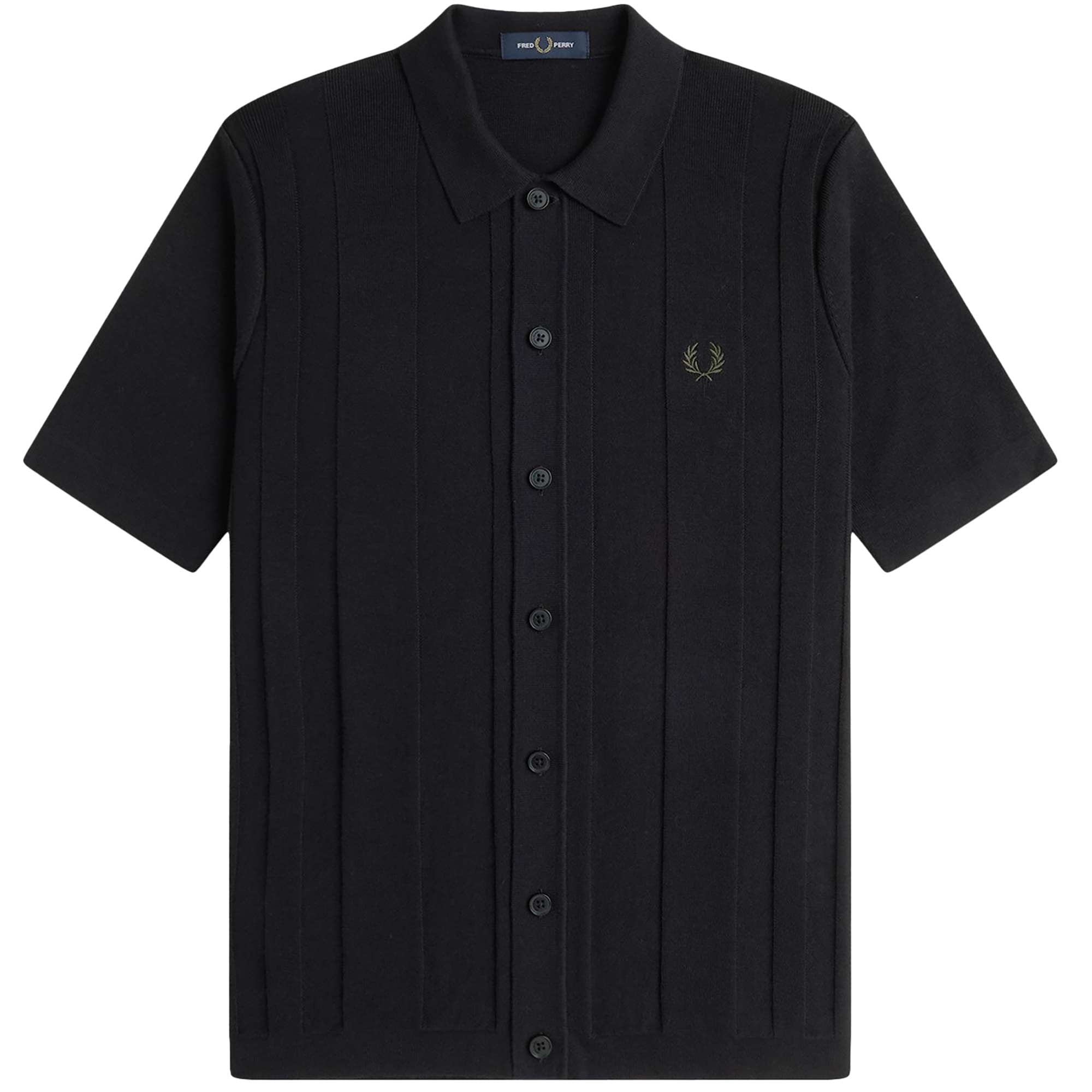 Fred Perry Short Sleeve Knitted Button Shirt - Black