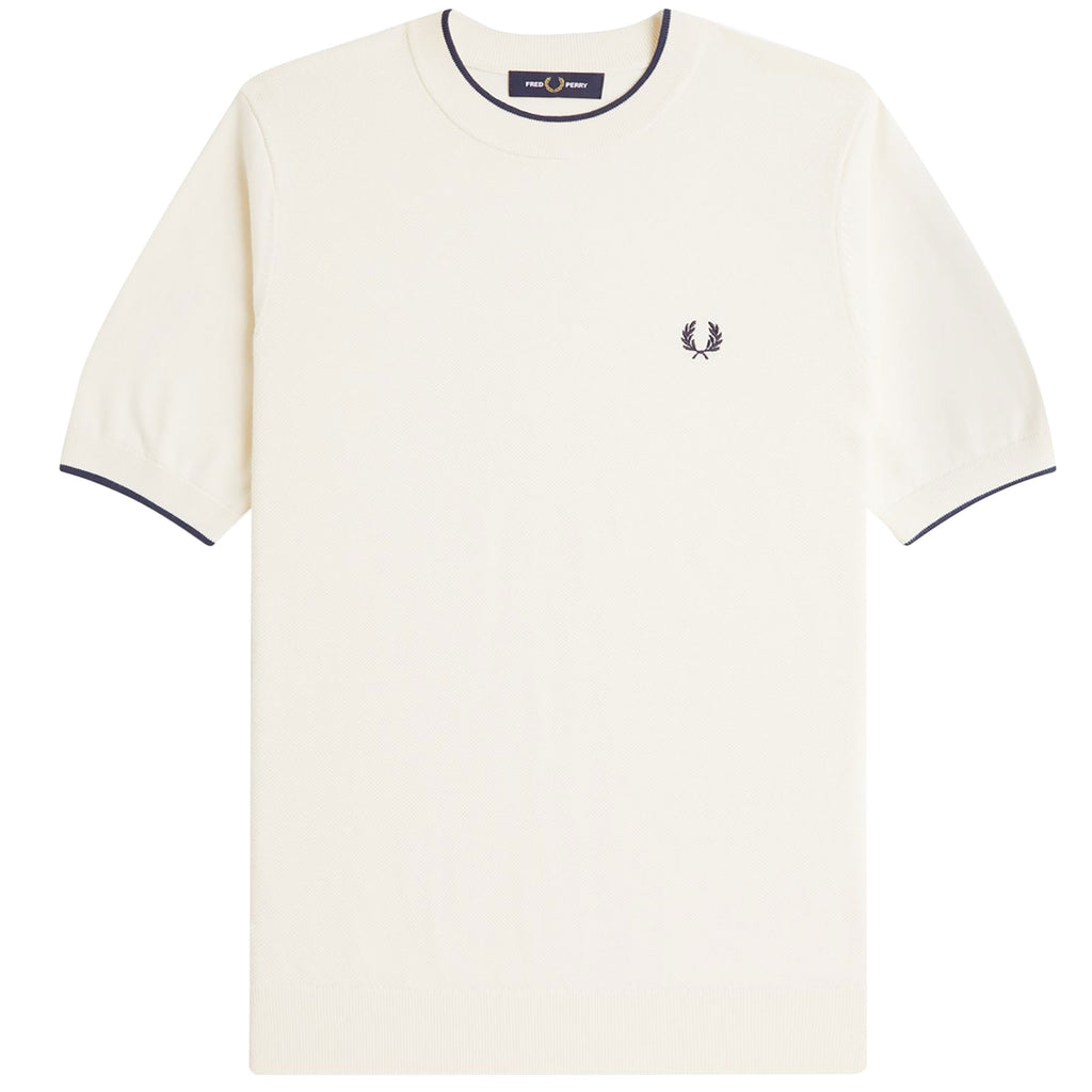 Fred Perry Texture Front Knitted T-Shirt - Ecru