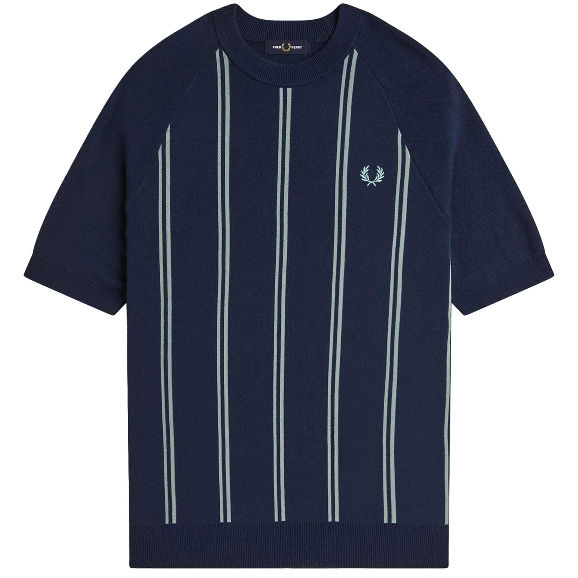 Fred Perry Striped Knitted T-Shirt - Tennis Blue