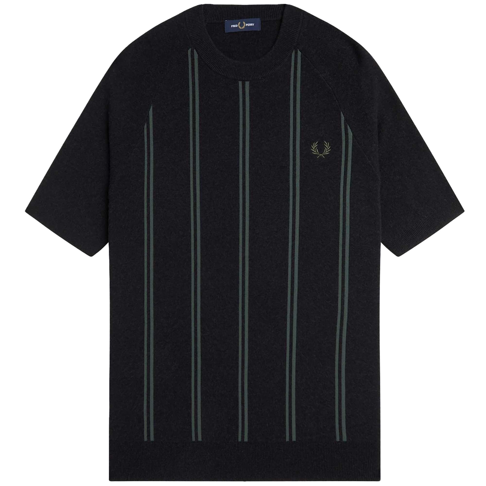 Fred Perry Striped Knitted T-Shirt - Black