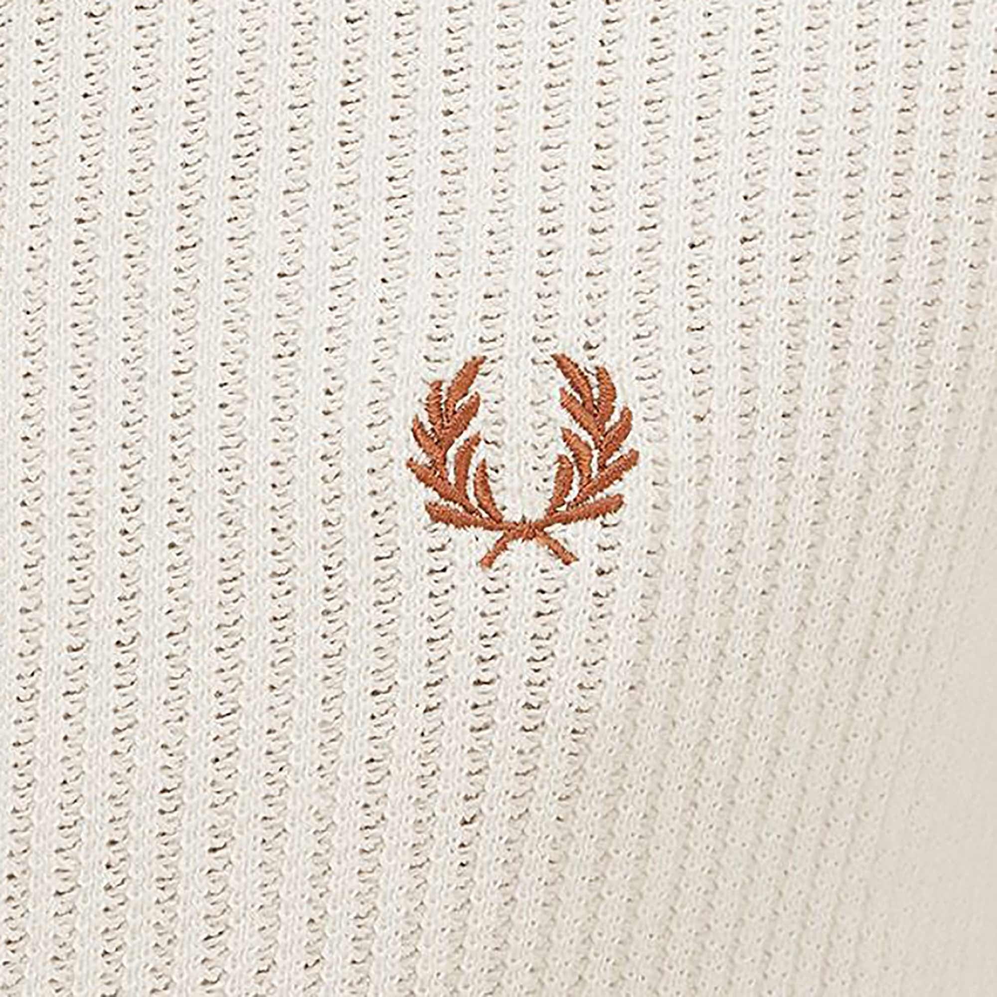 Fred Perry Textured Button Through Knit Shirt - Ecru