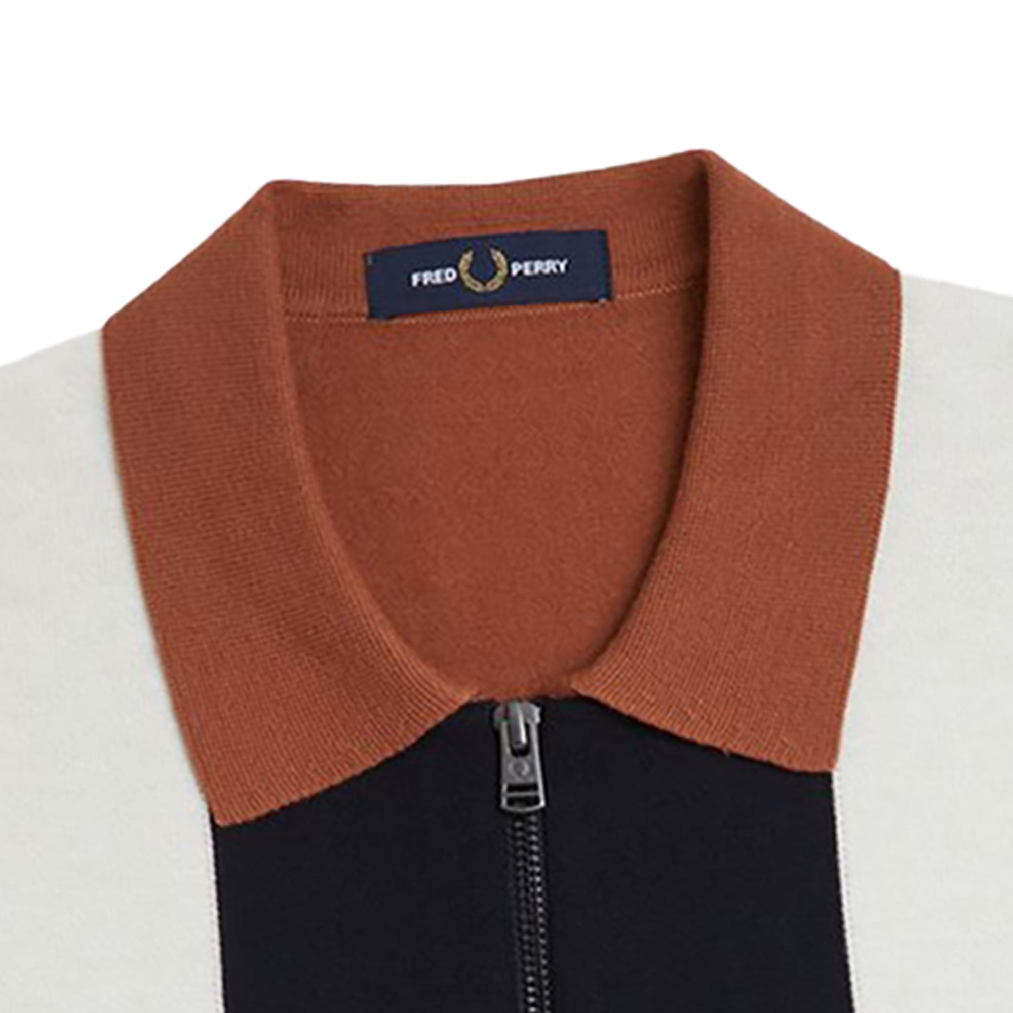 Fred Perry Vertical Stripe Zip Neck Polo - Cinnamon – Stuarts London