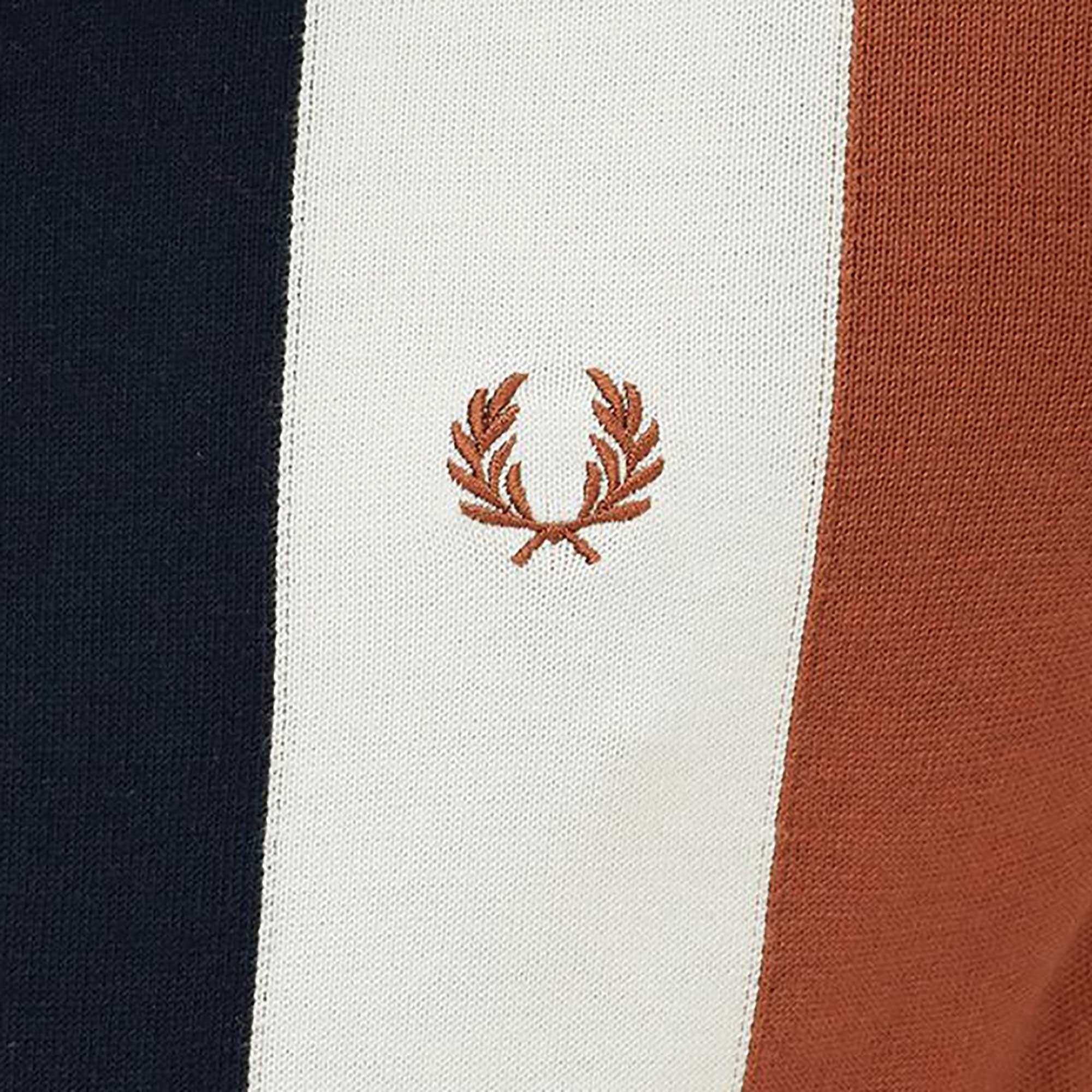 Fred Perry Vertical Stripe Zip Neck Polo  - Cinnamon
