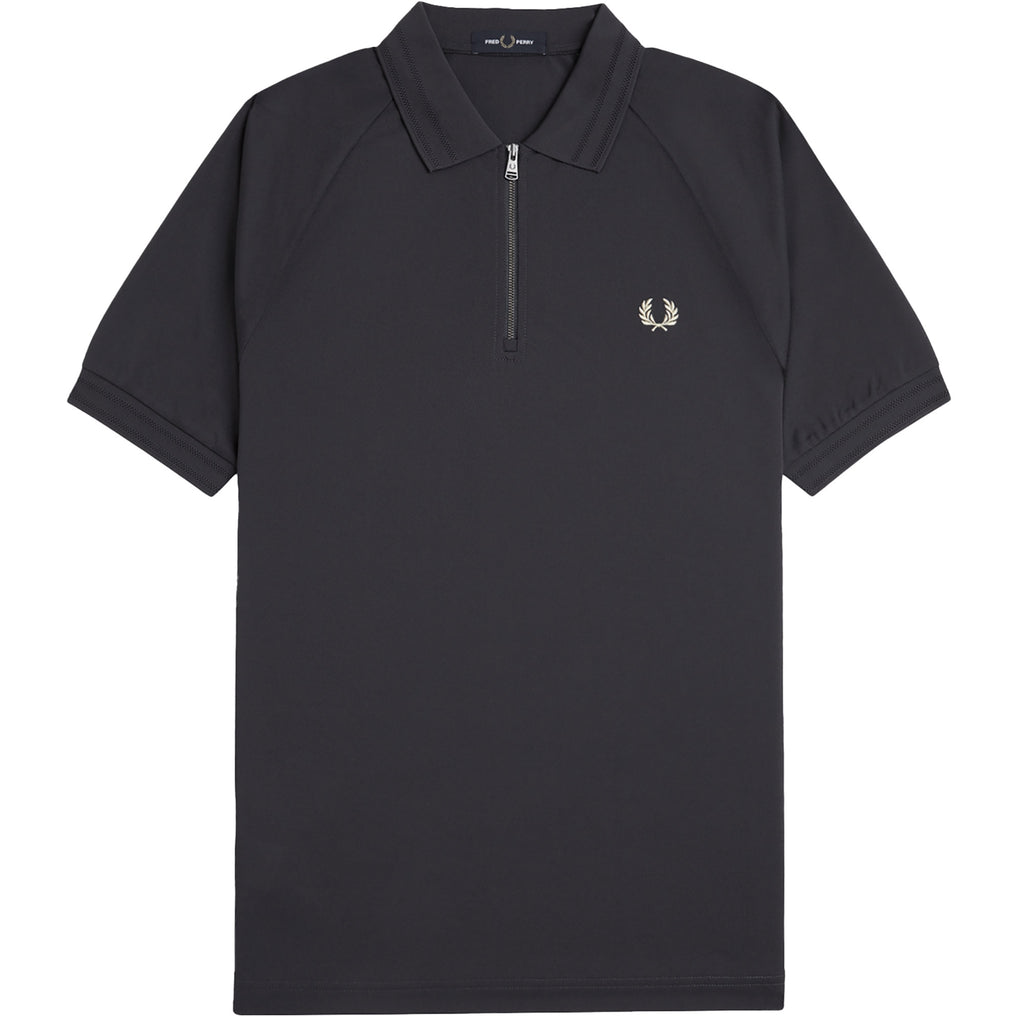 Fred Perry Zip Neck Polo Shirt - Anchor Grey