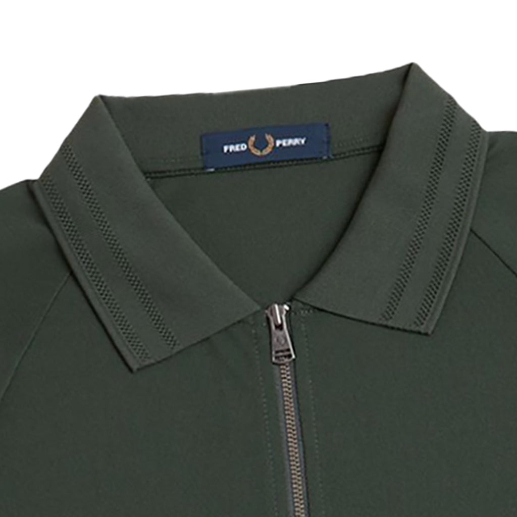 Fred Perry Zip Neck Polo Shirt - Court Green