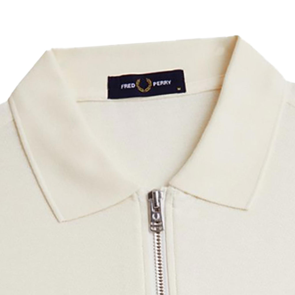 Crepe Pique Zip Neck Shirt - Ecru