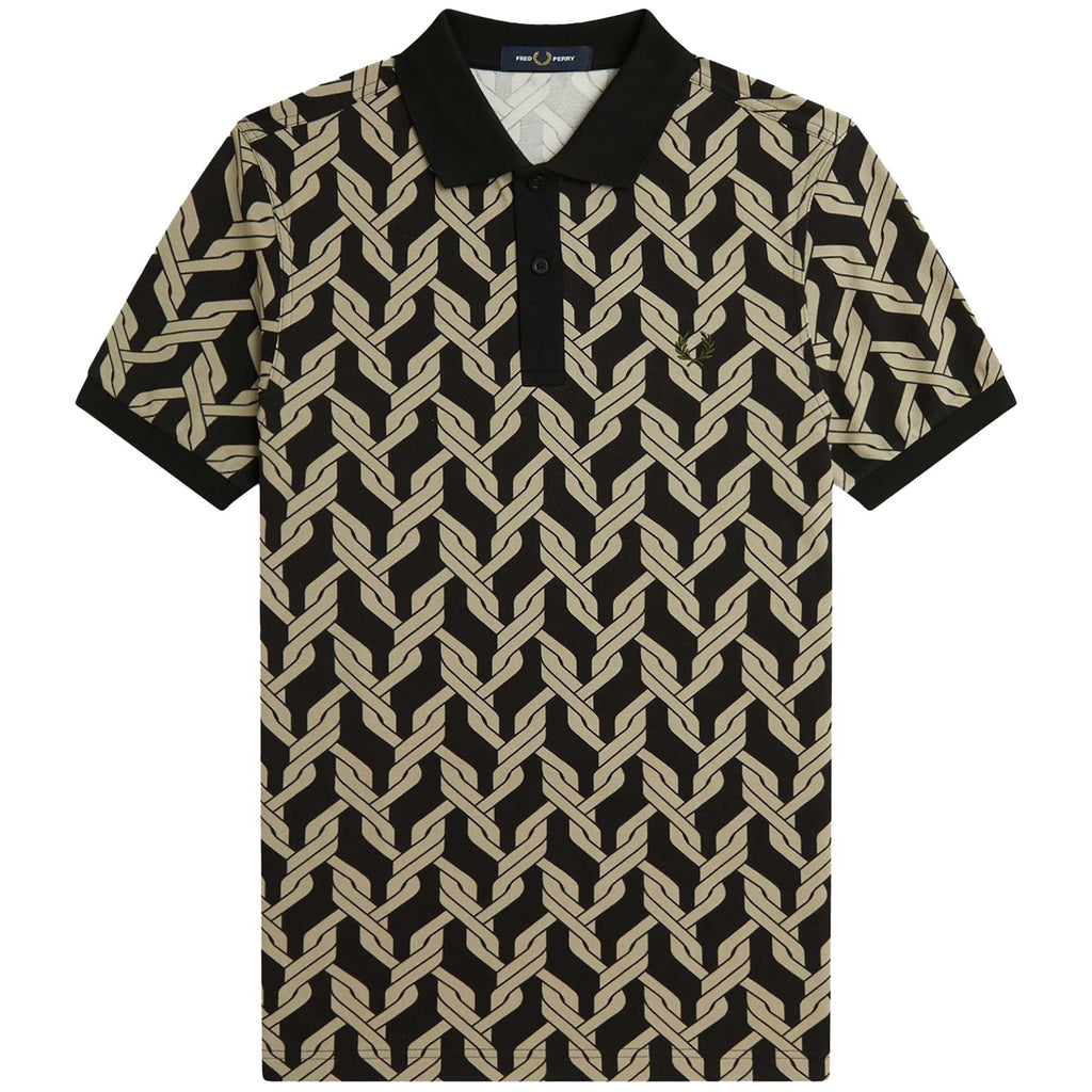 Fred Perry Cable Print Polo Shirt - Black