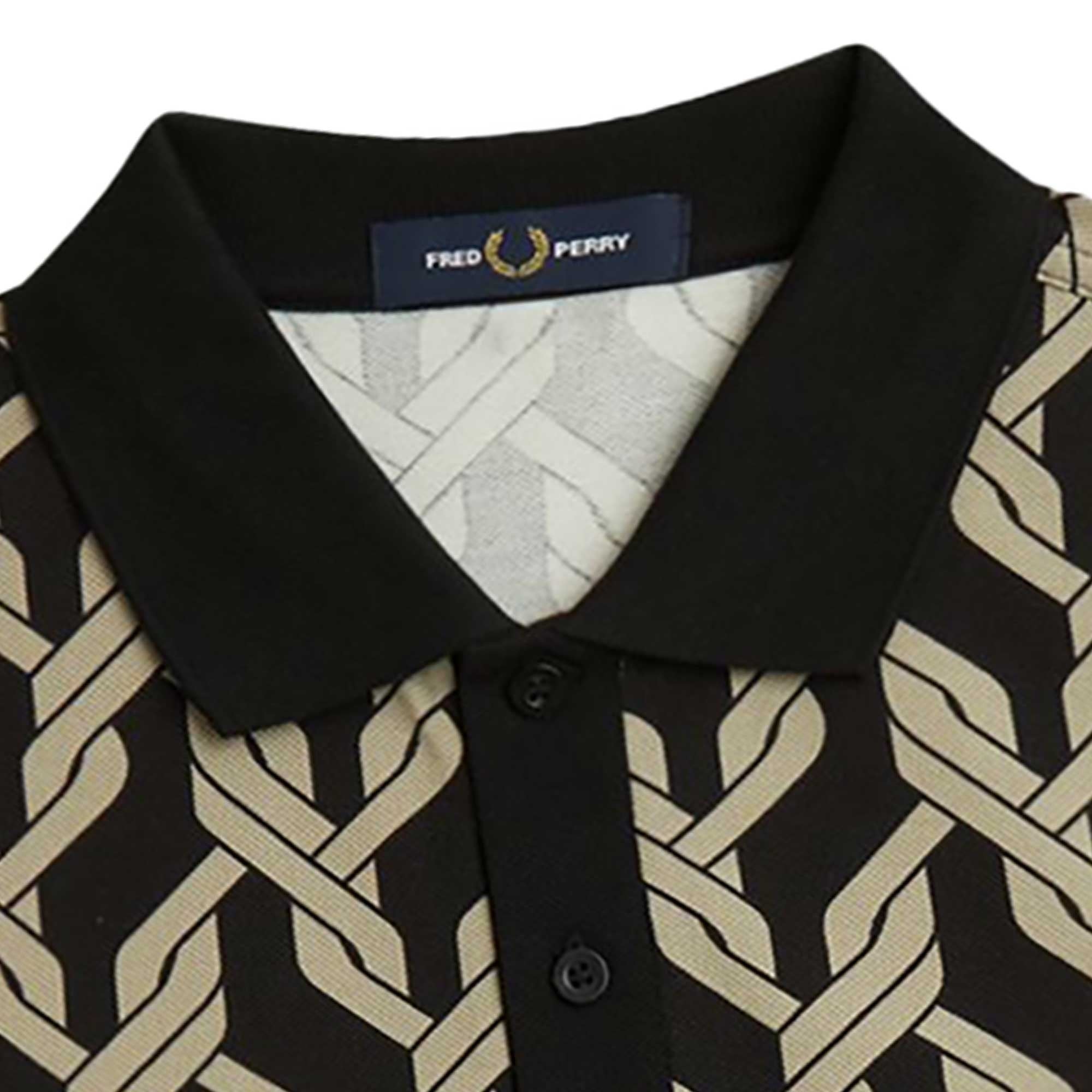Fred Perry Cable Print Polo Shirt - Black