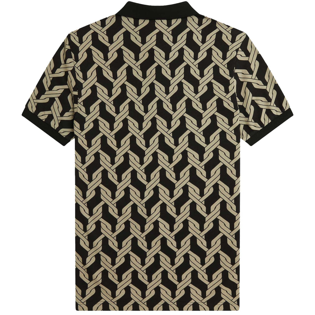 Fred Perry Cable Print Polo Shirt - Black