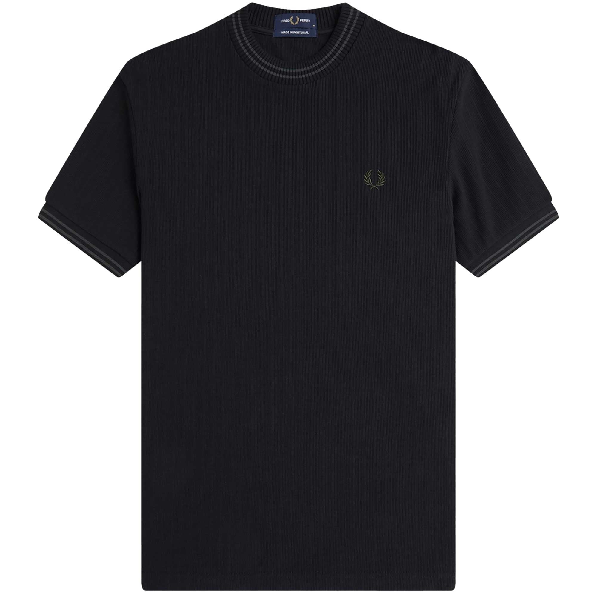Fred Perry Ribbed Jersey T-Shirt - Black