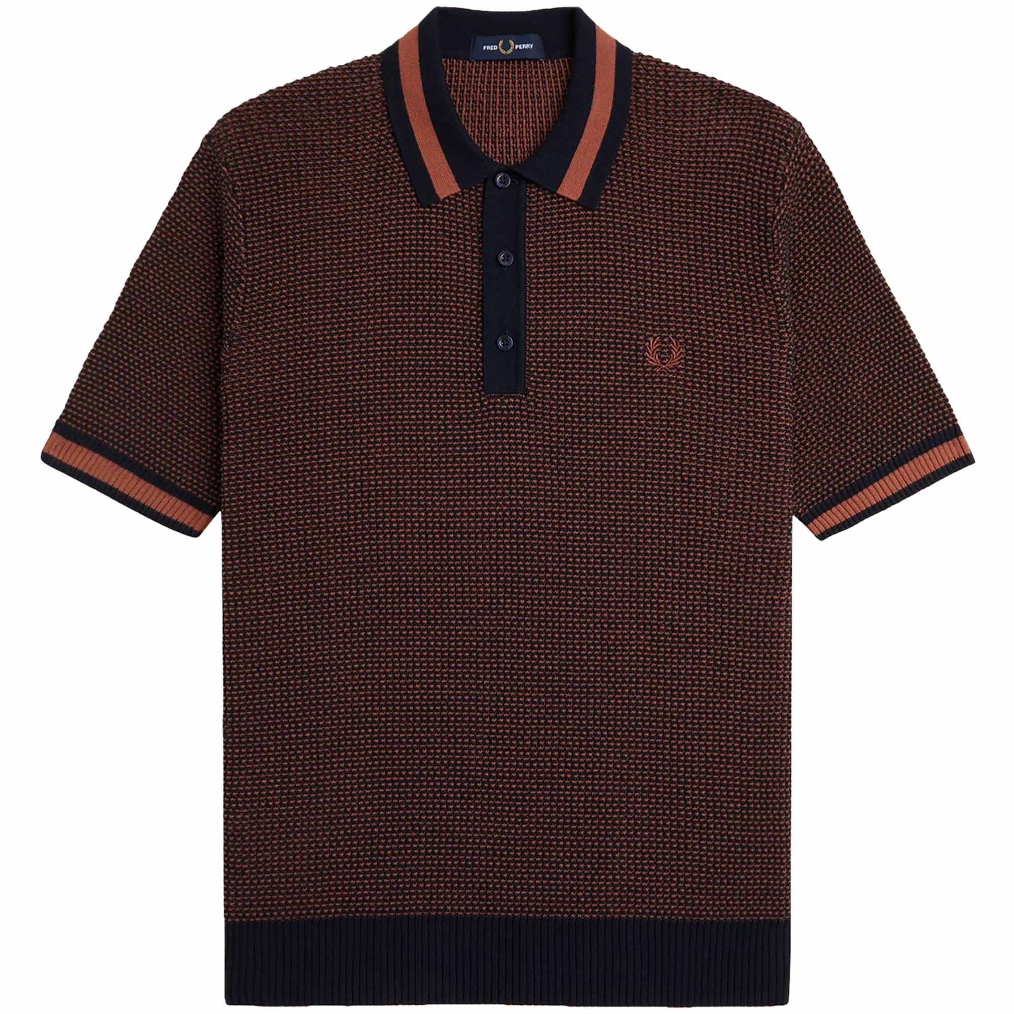 Fred Perry Textured Knitted Shirt - Navy