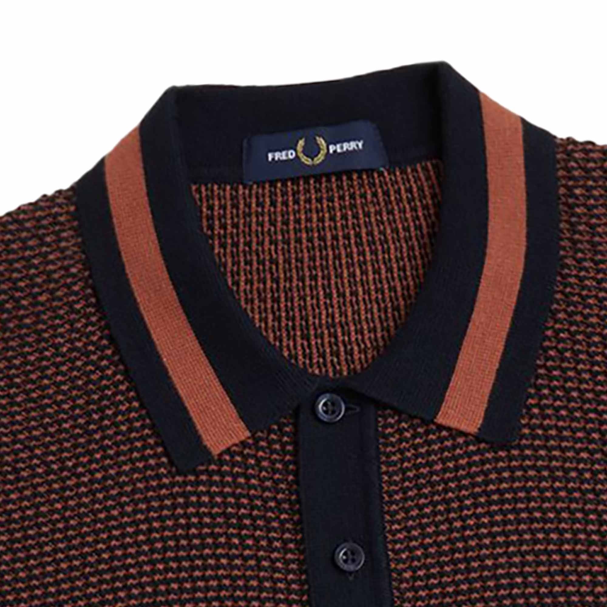 Fred Perry Textured Knitted Shirt - Navy