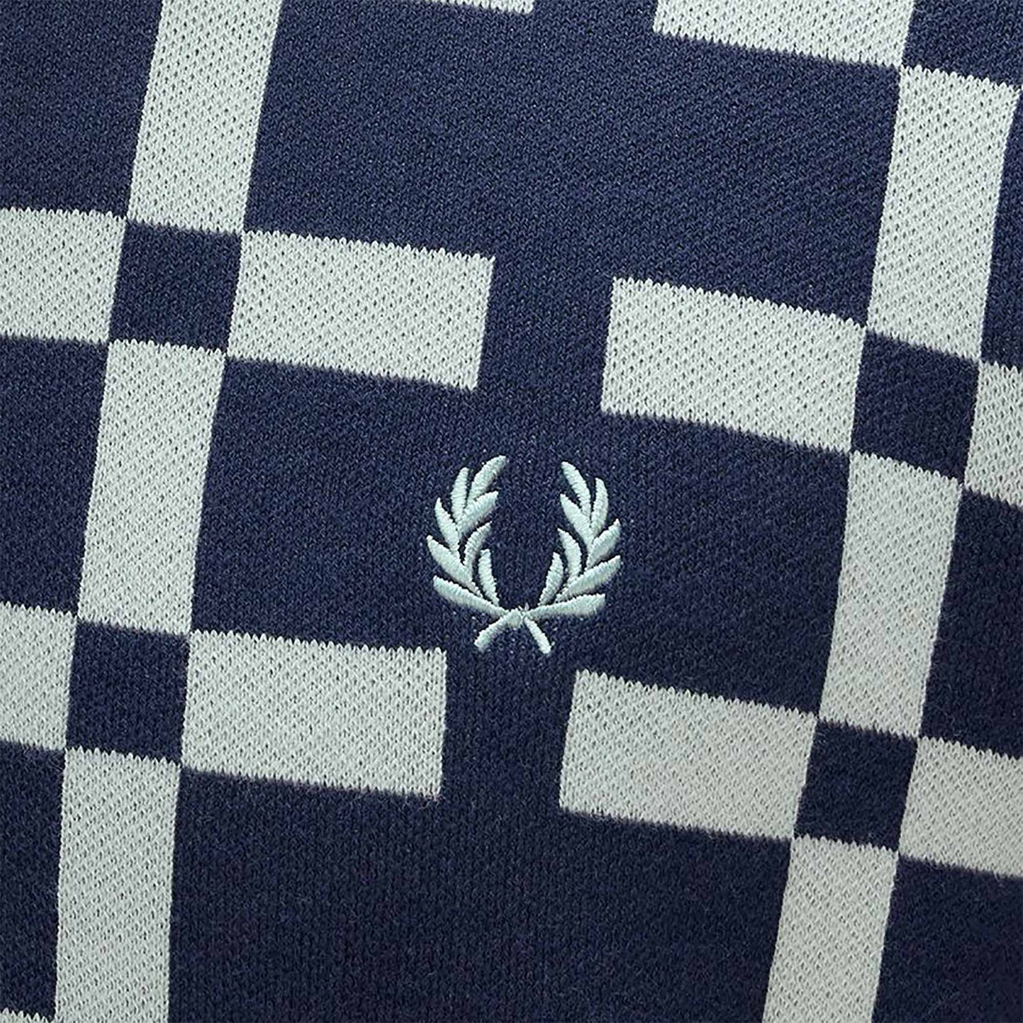 Fred Perry Geometric Jacquard Knit Polo Shirt - Tennis Blue