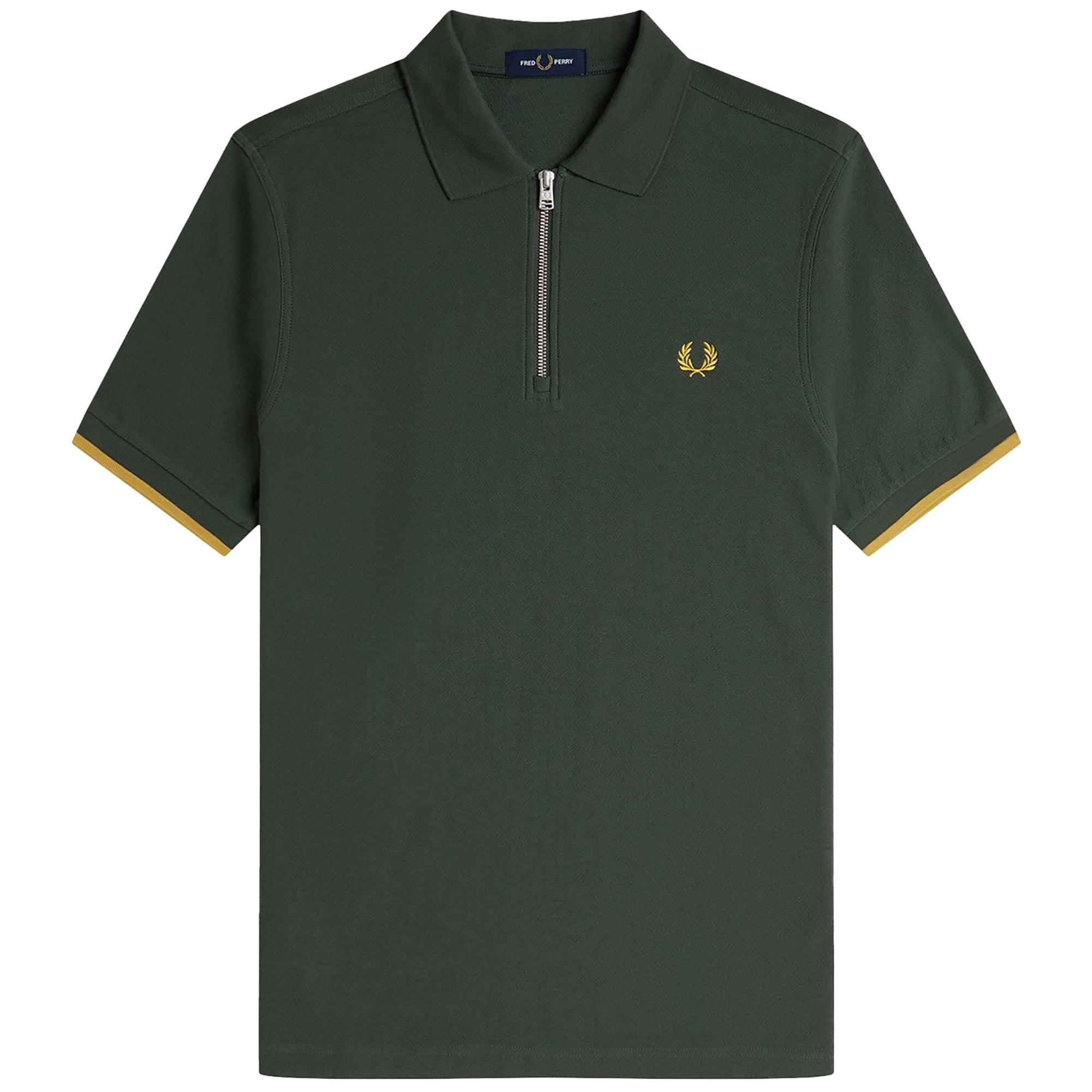 Fred Perry Pique Zip Neck Polo - Court Green