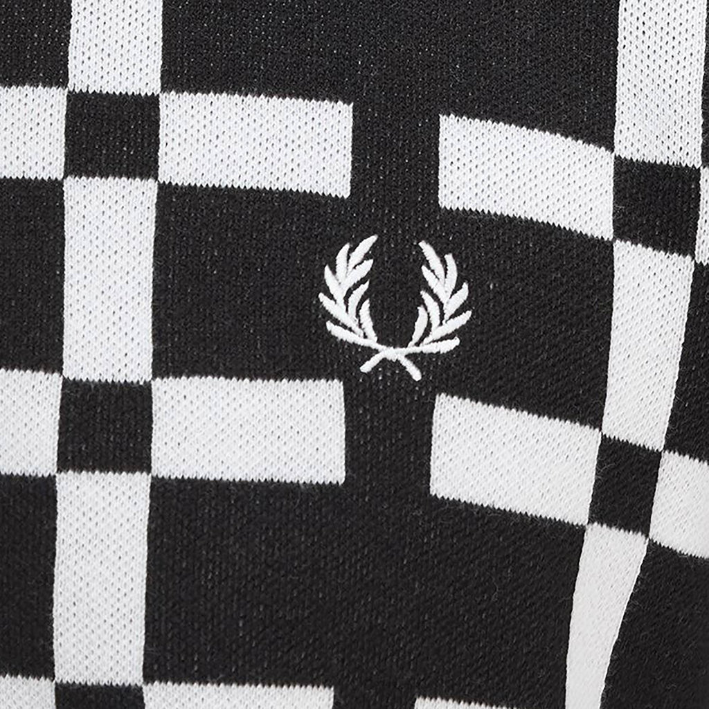 Fred Perry Geometric Jacquard Knit Polo Shirt - Black