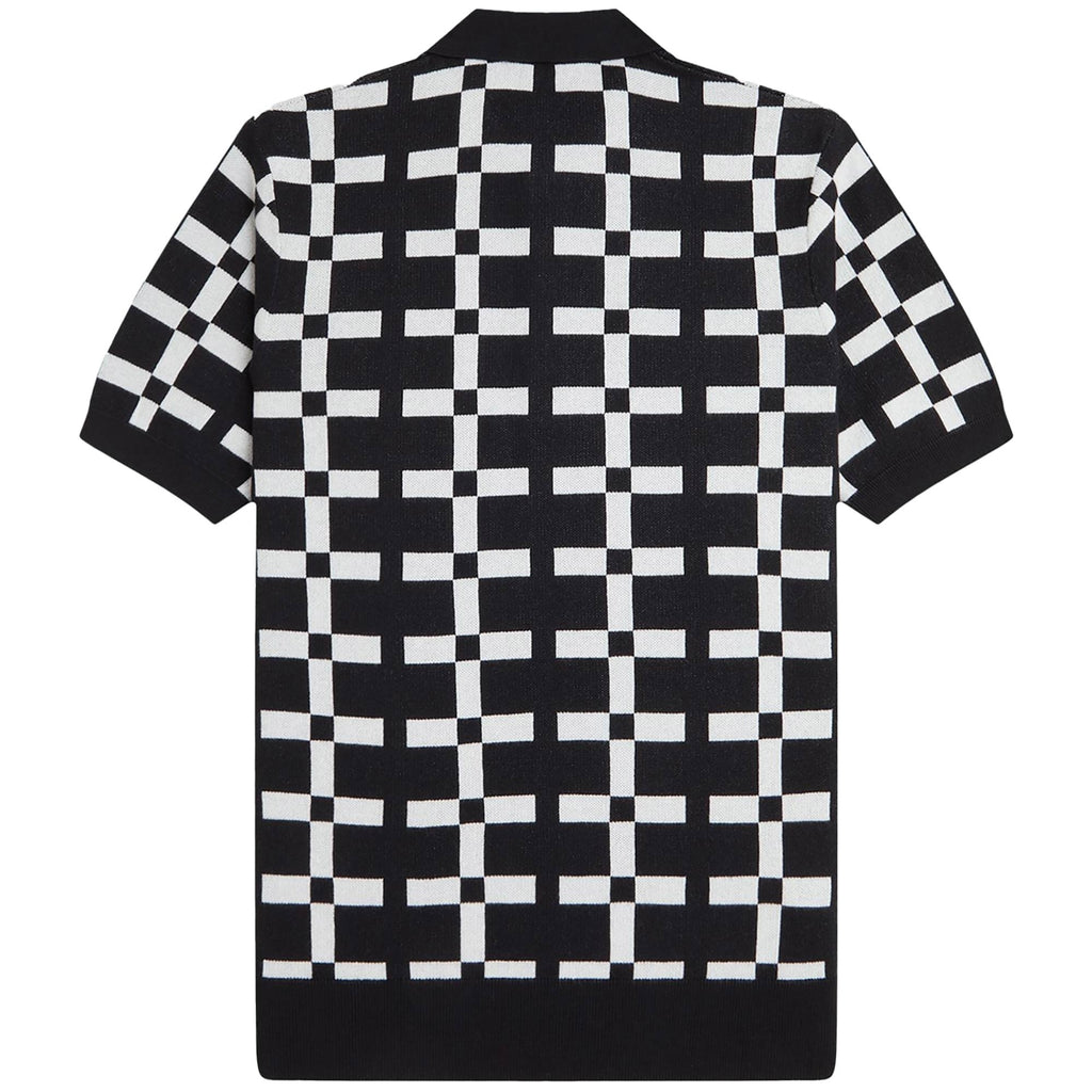 Fred Perry Geometric Jacquard Knit Polo Shirt - Black
