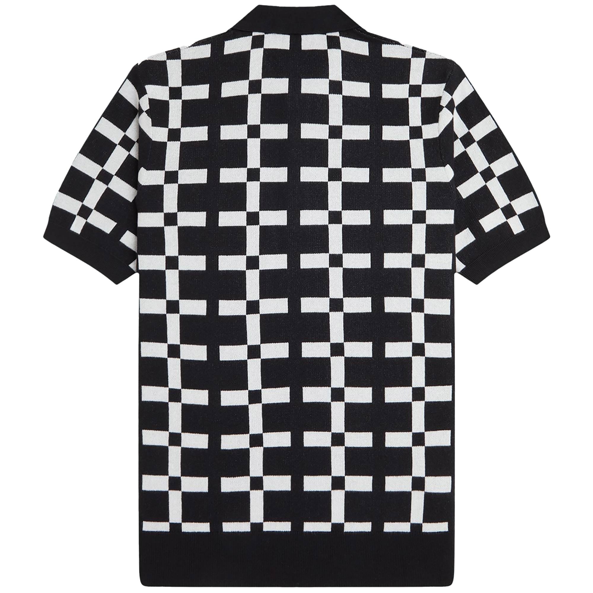 Fred Perry Geometric Jacquard Knit Polo Shirt - Black
