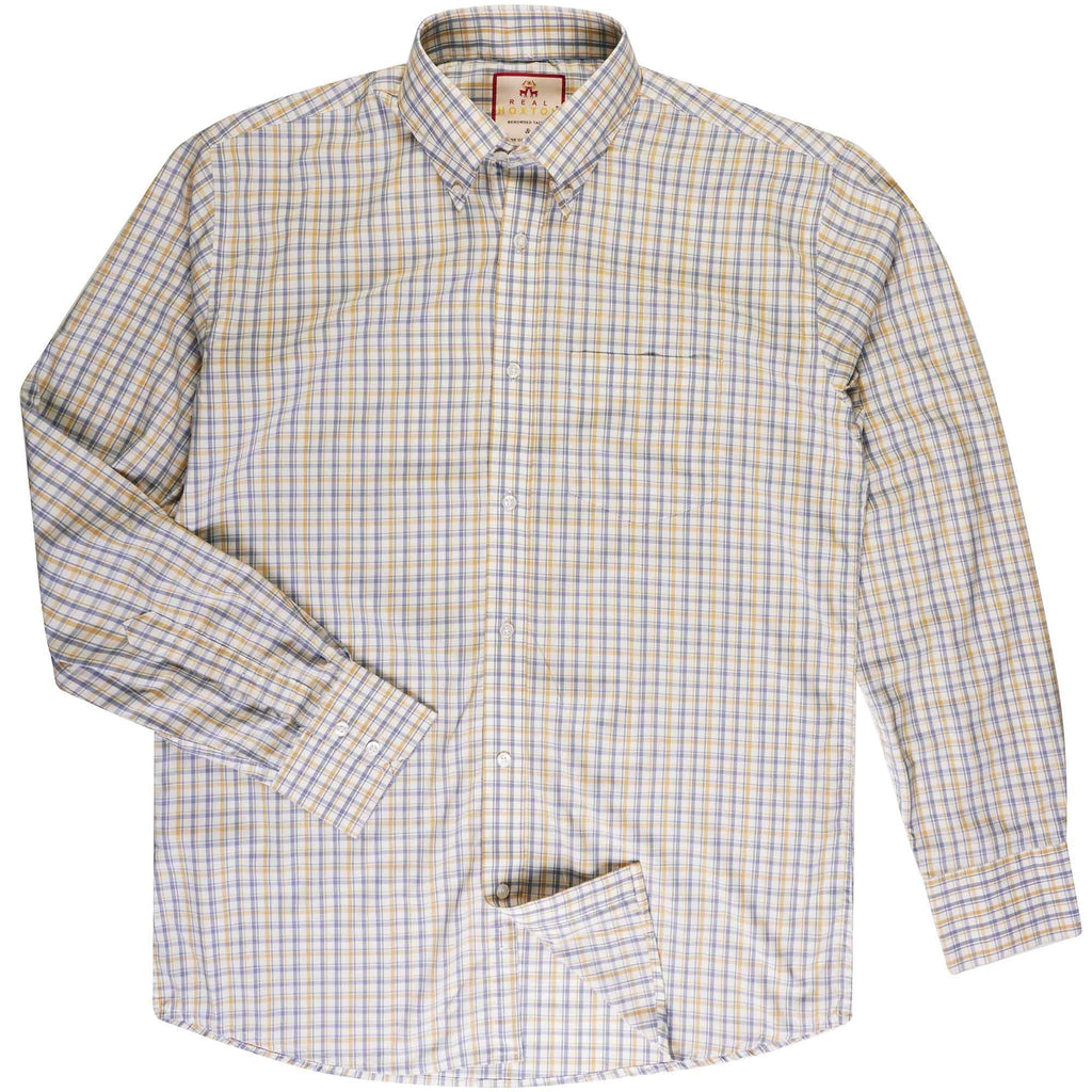 Real Hoxton Check Long Sleeves Shirt - White Powder