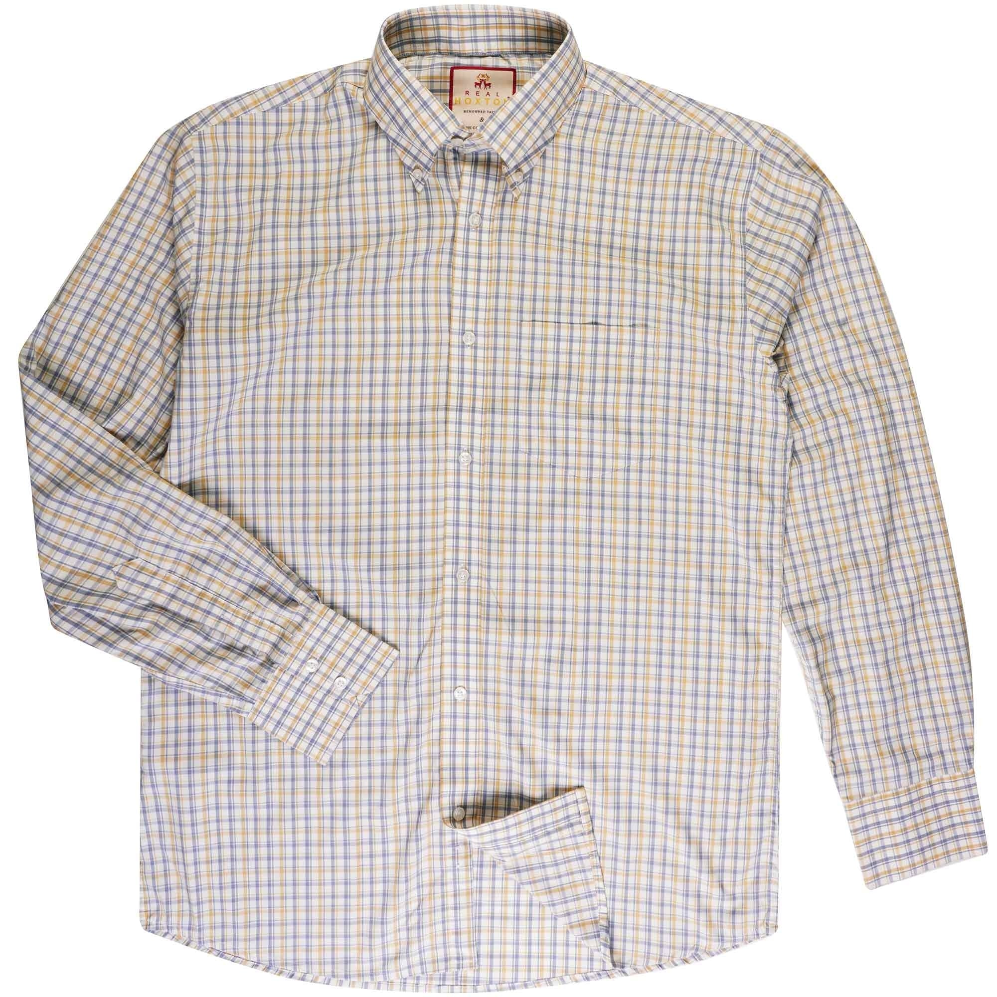 Real Hoxton Check Long Sleeves Shirt - White Powder