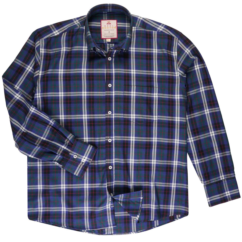 Real Hoxton Long Sleeve Shirt - Black Watch Tartan Check