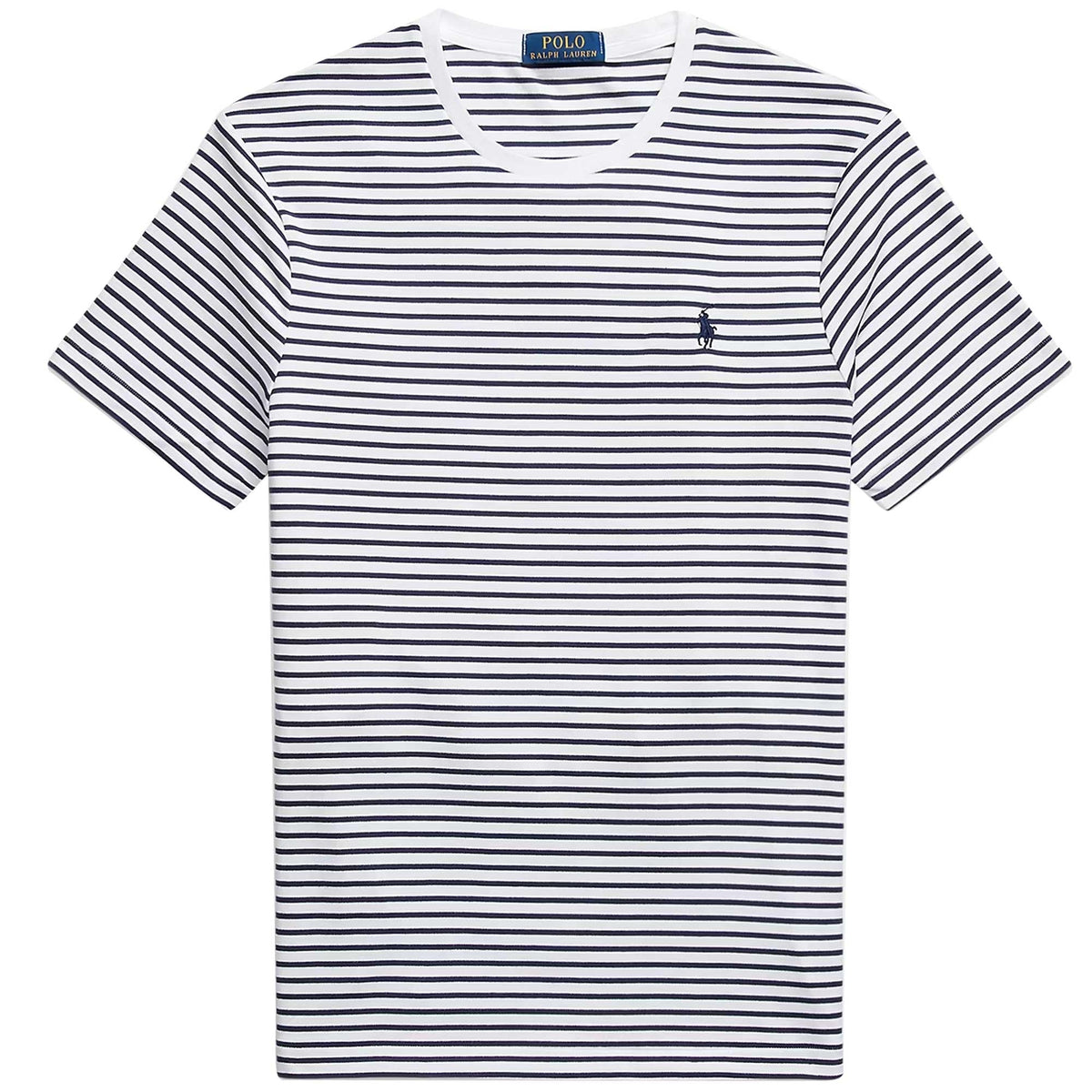 Polo Ralph Lauren Custom Slim Striped Soft Cotton T-Shirt - White