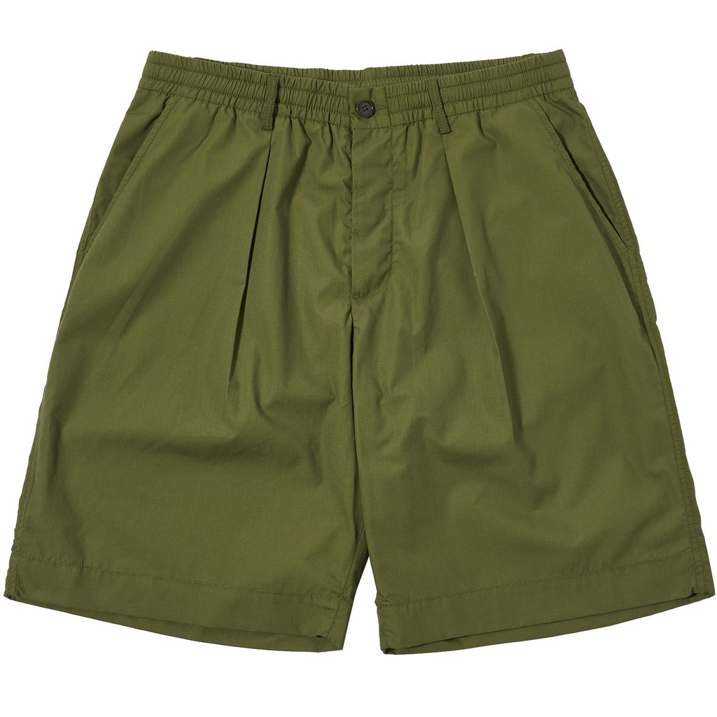 Universal Works Recycled Polyester Tech Pleated Track Shorts - Light Olive