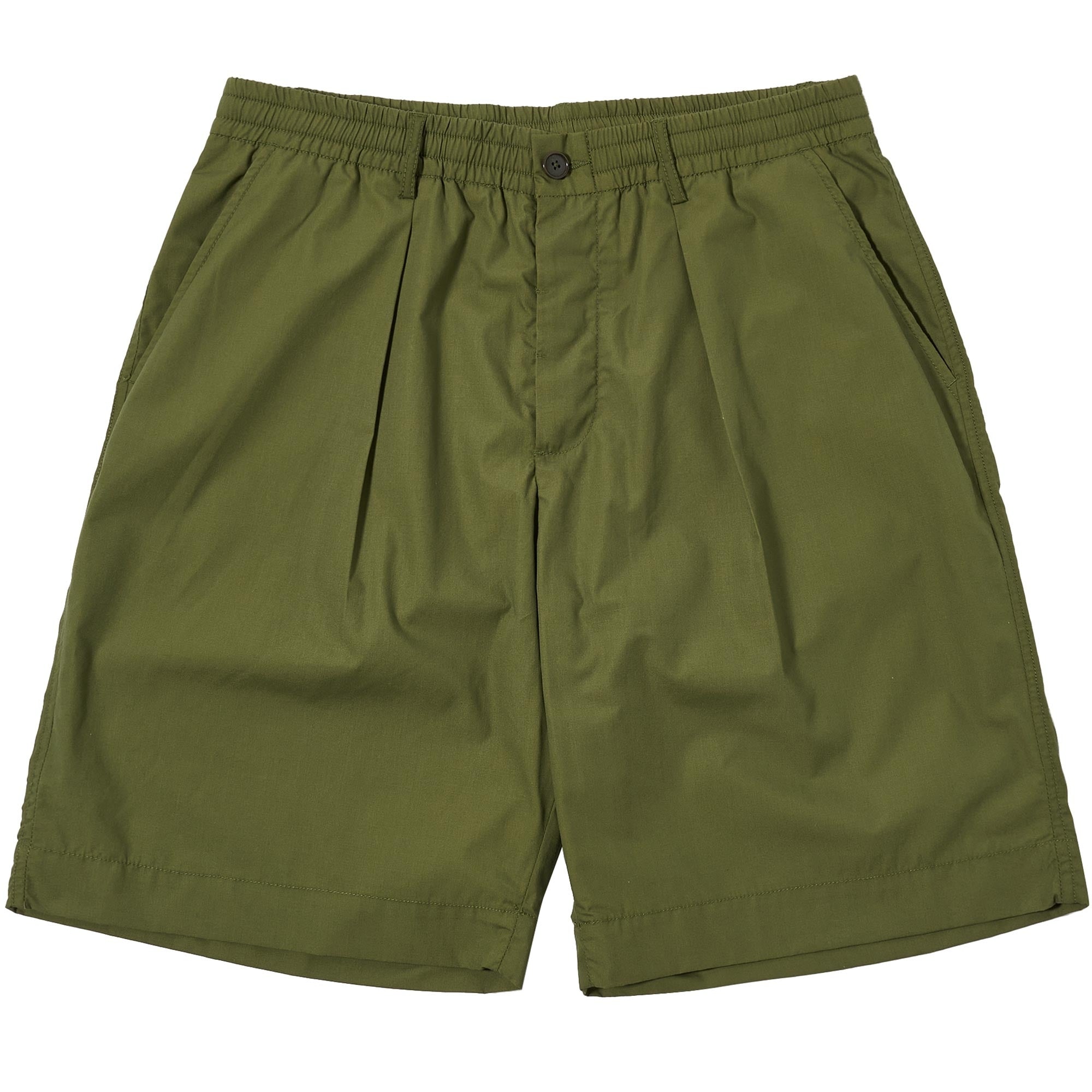 Universal Works Recycled Polyester Tech Pleated Track Shorts - Light Olive