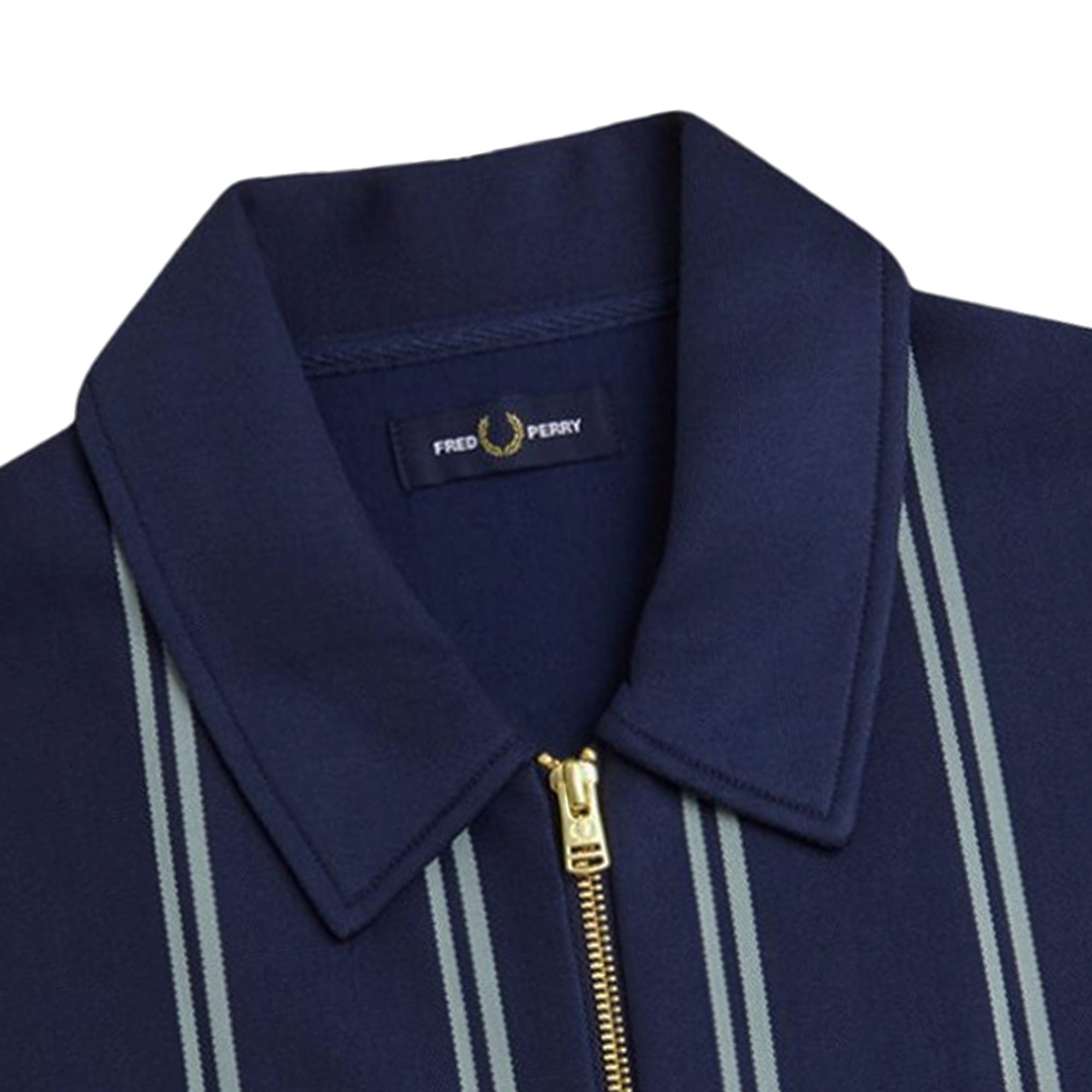 Fred Perry Striped Collared Track Top - Tennis Blue