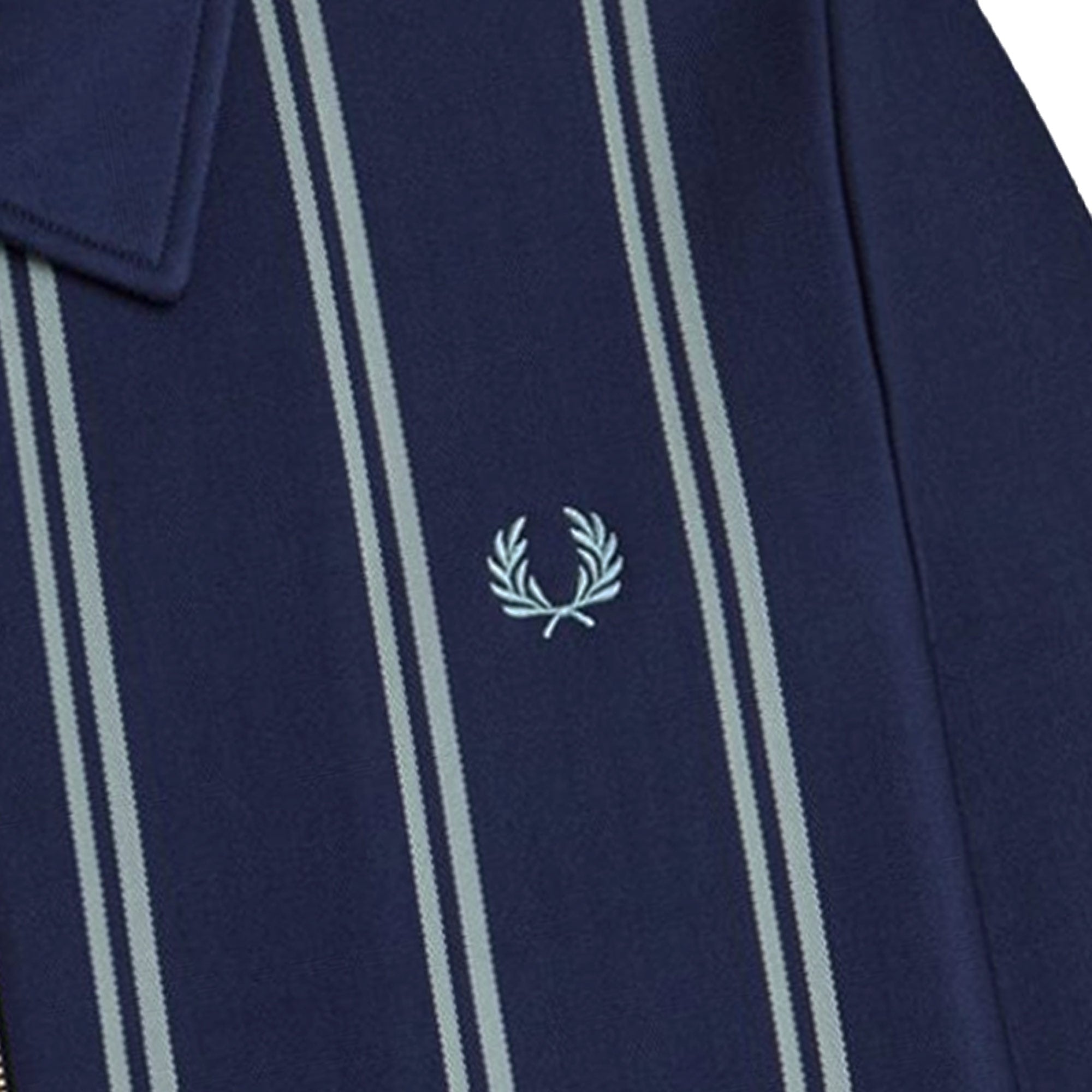 Fred Perry Striped Collared Track Top - Tennis Blue