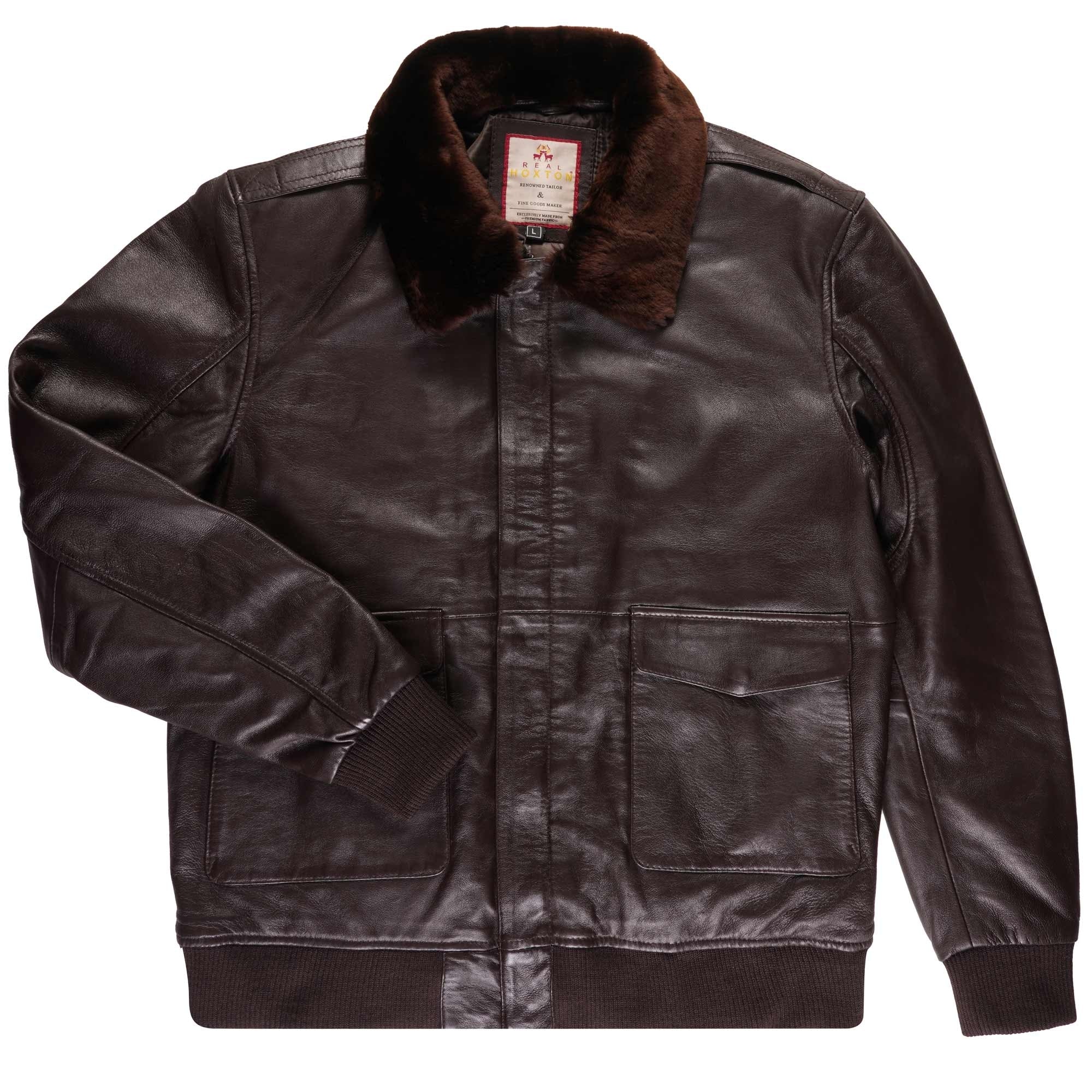 Real Hoxton G1 Aviator Flight Leather Jacket - Brown