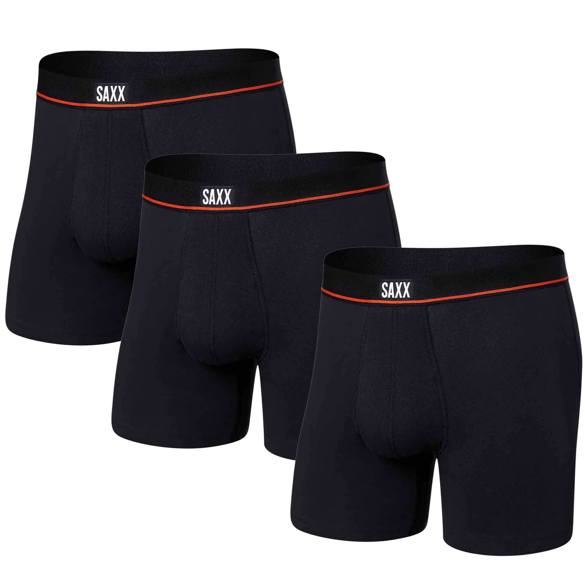 Saxx Underwear 3 Pack Non Stop Stretch Cotton Boxers - Black